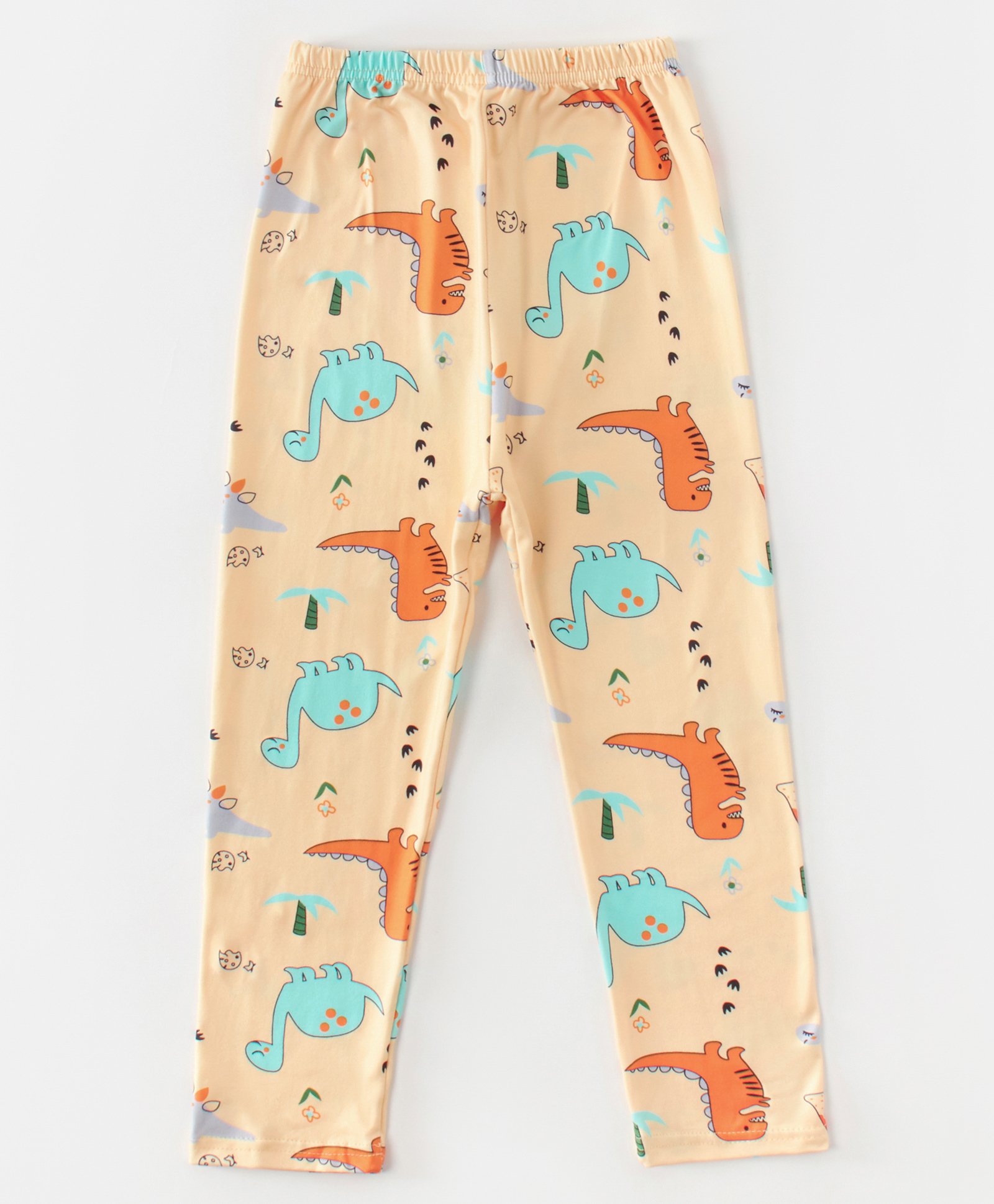 Kookie Kids Full Length Leggings Dino Print - Cream-picture-12