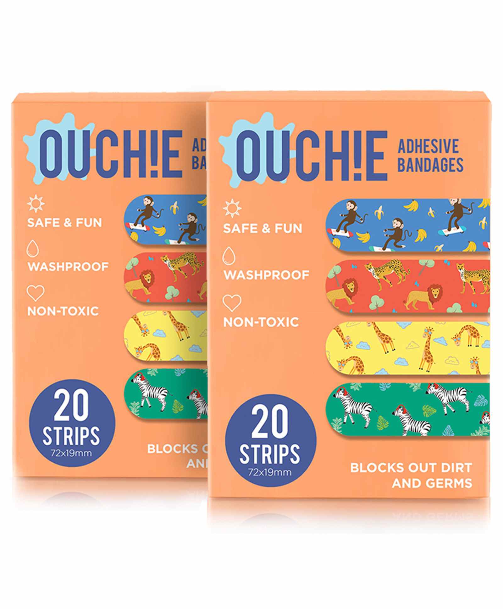 Aya Papaya Ouchie Non-Toxic Printed Bandages Pack of 2 Orange - 20 Pieces-image-9
