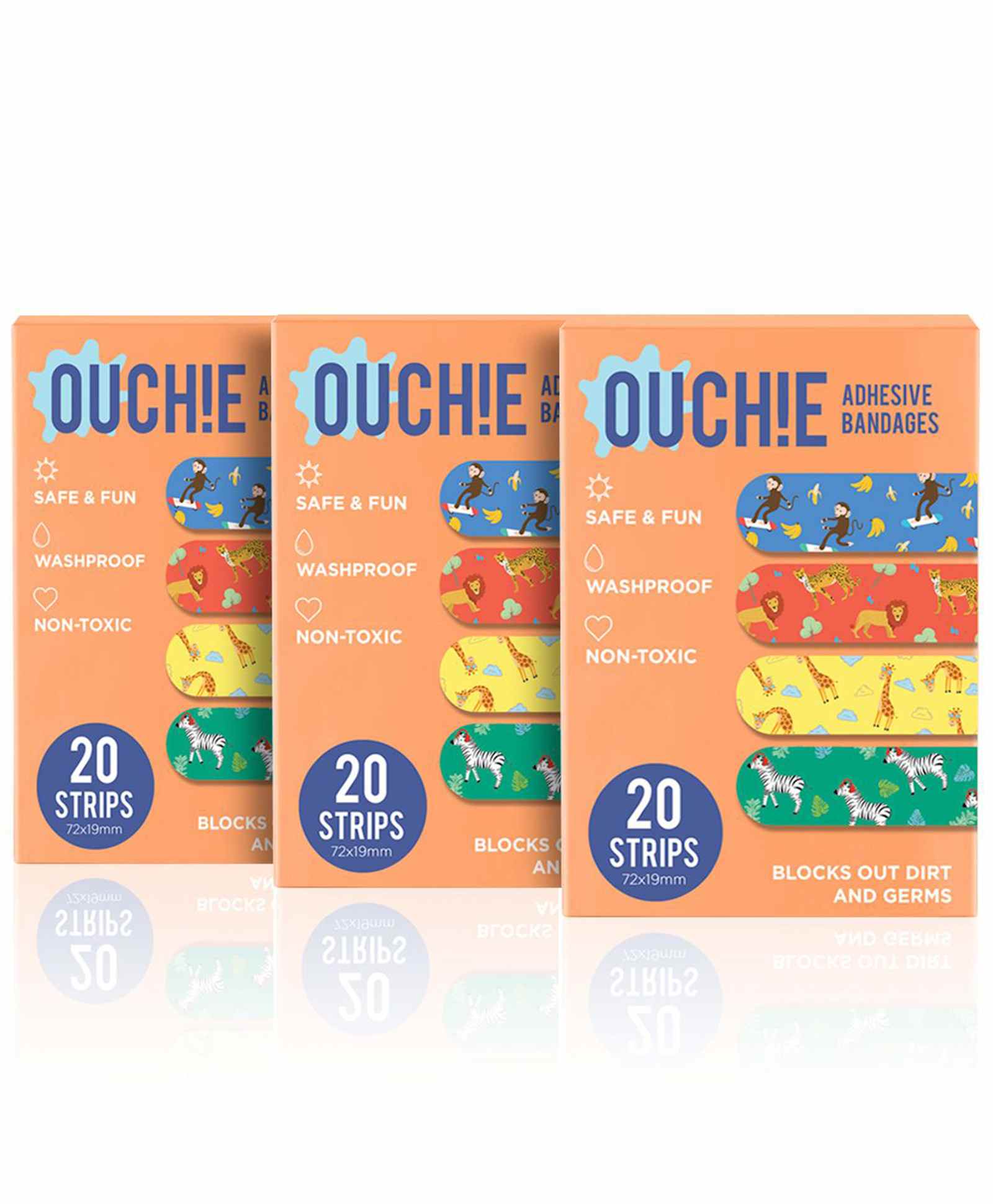 Aya Papaya Ouchie Non-Toxic Printed Bandages Pack of 3 Orange - 20 Bandages each-image-10