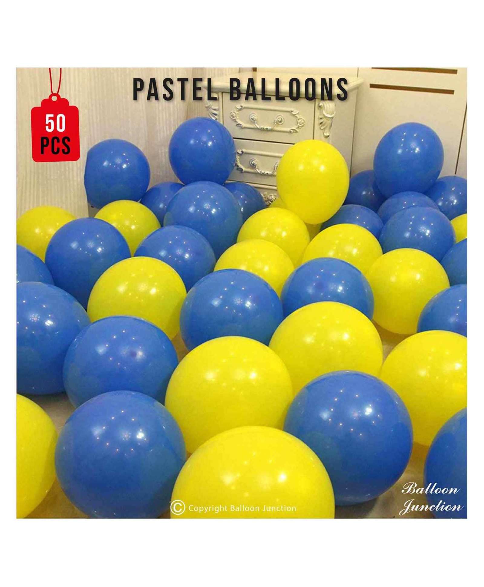 Balloon Junction Superhero Theme Balloons Dark Blue Yellow - Pack of 50-picture-11