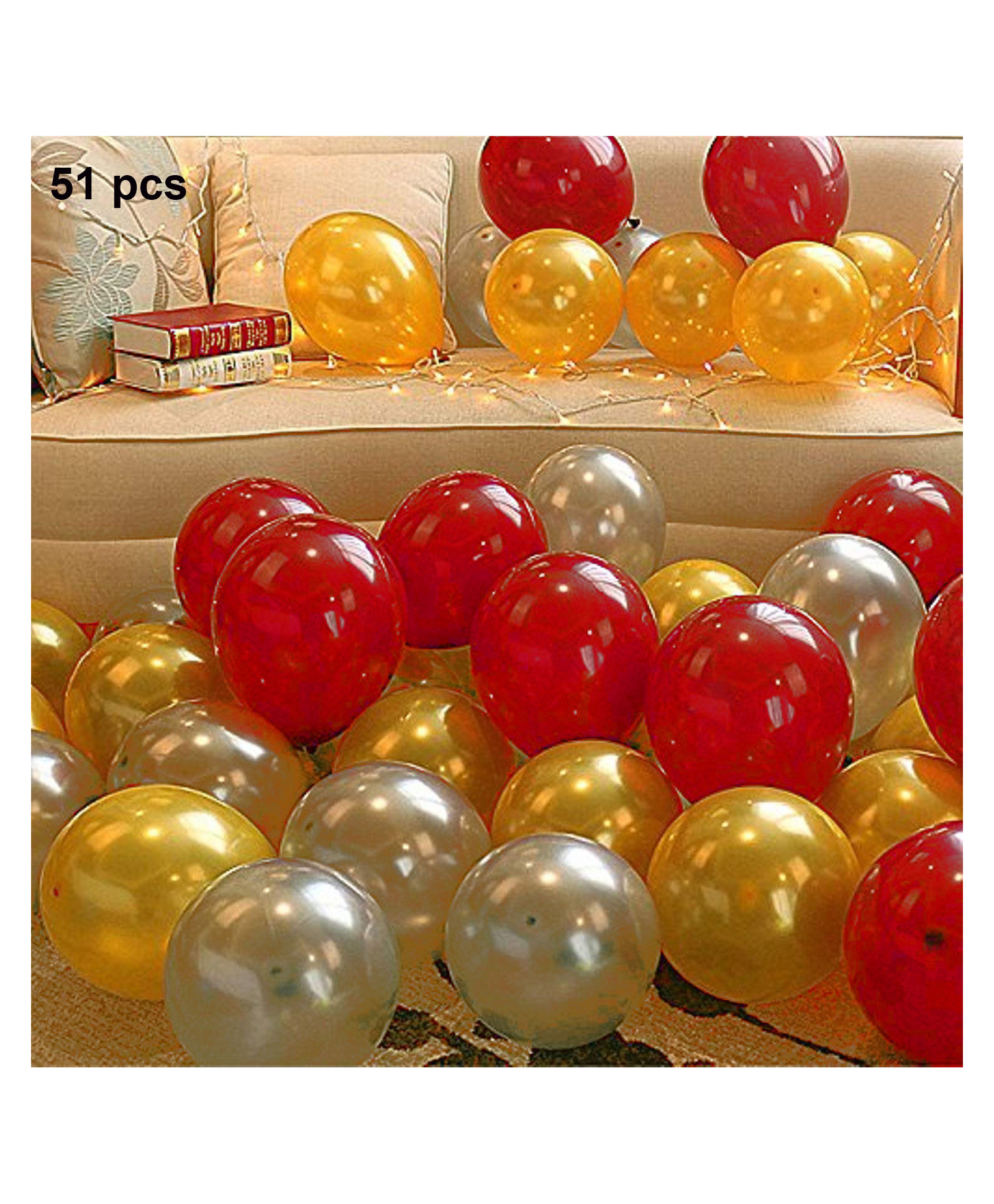 Balloon Junction Metallic Balloon Gold Silver Red - Pack of 51-image-49