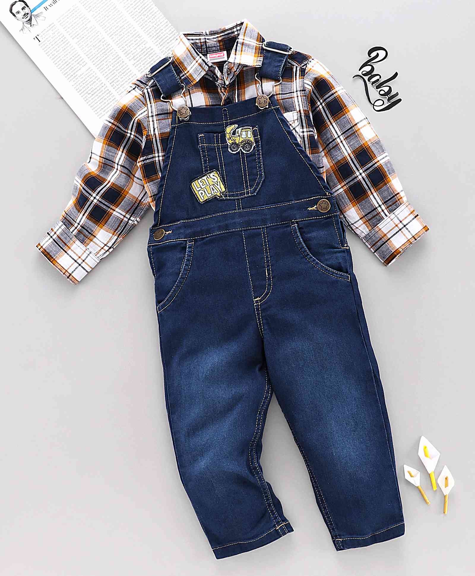 full length denim dungarees