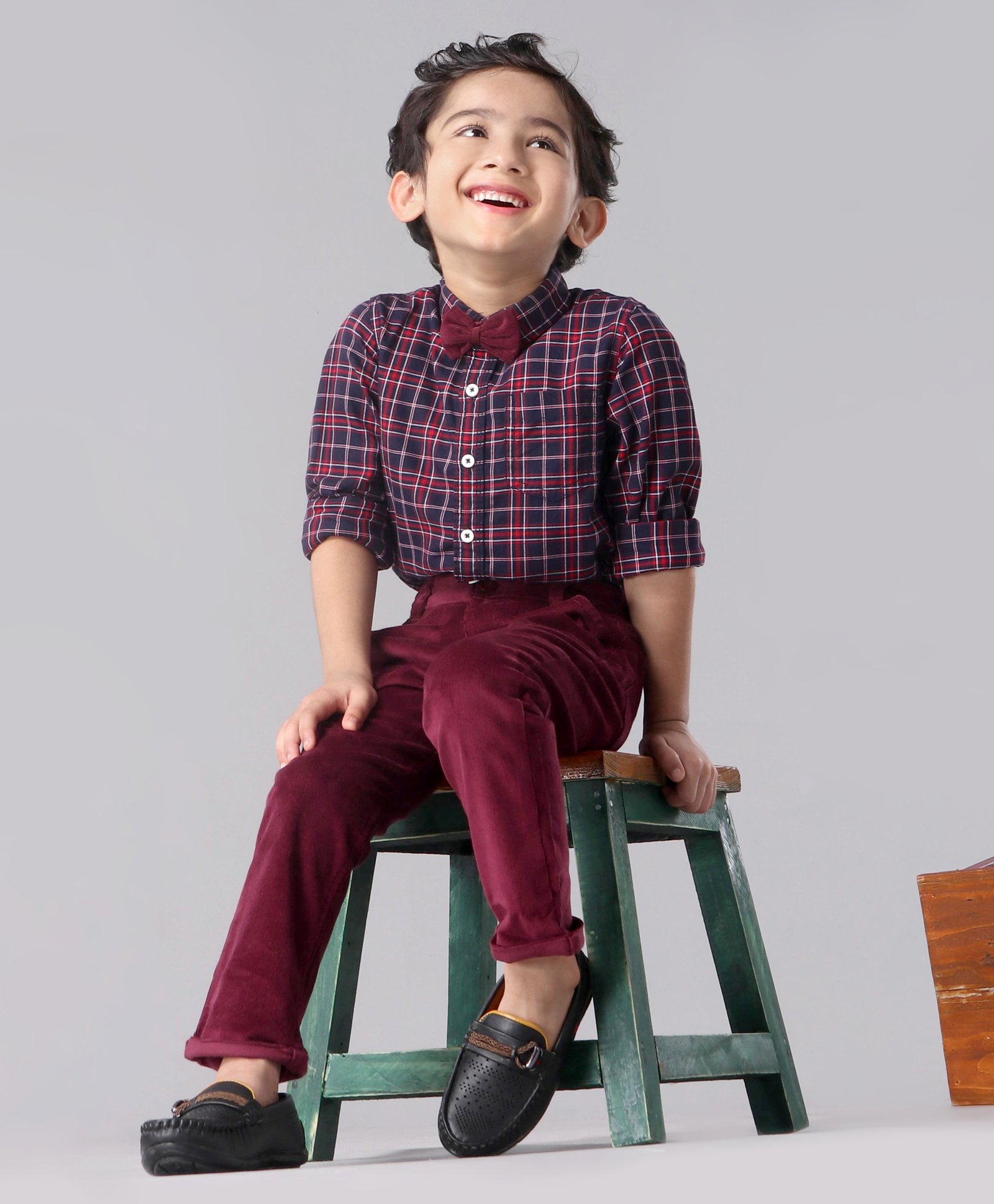 Checked Shirt \u0026 Pant - Maroon for Boys 
