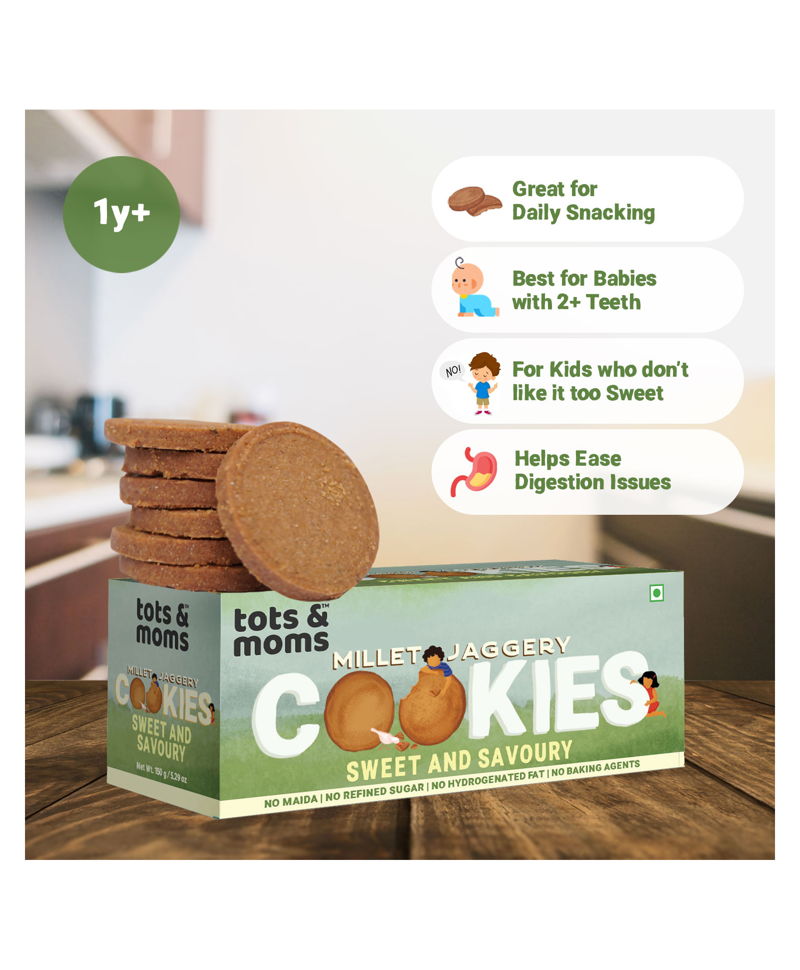 Tots & Moms Millet & Jaggery Cookies- Sweet & Savory - 150 gm-image-5