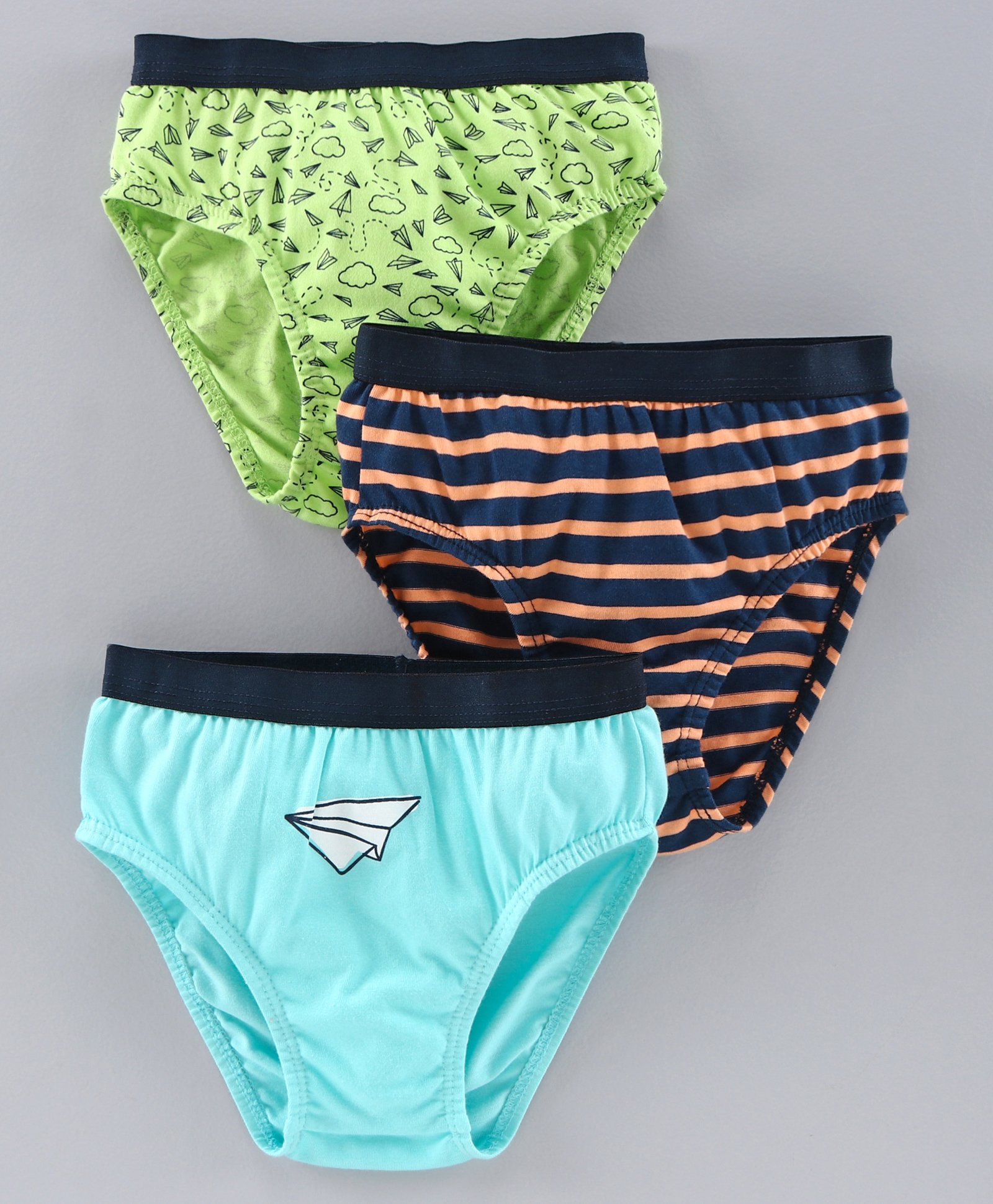 Babyoye Cotton Panties Multi Print Pack of 3 - Blue Green-image-34