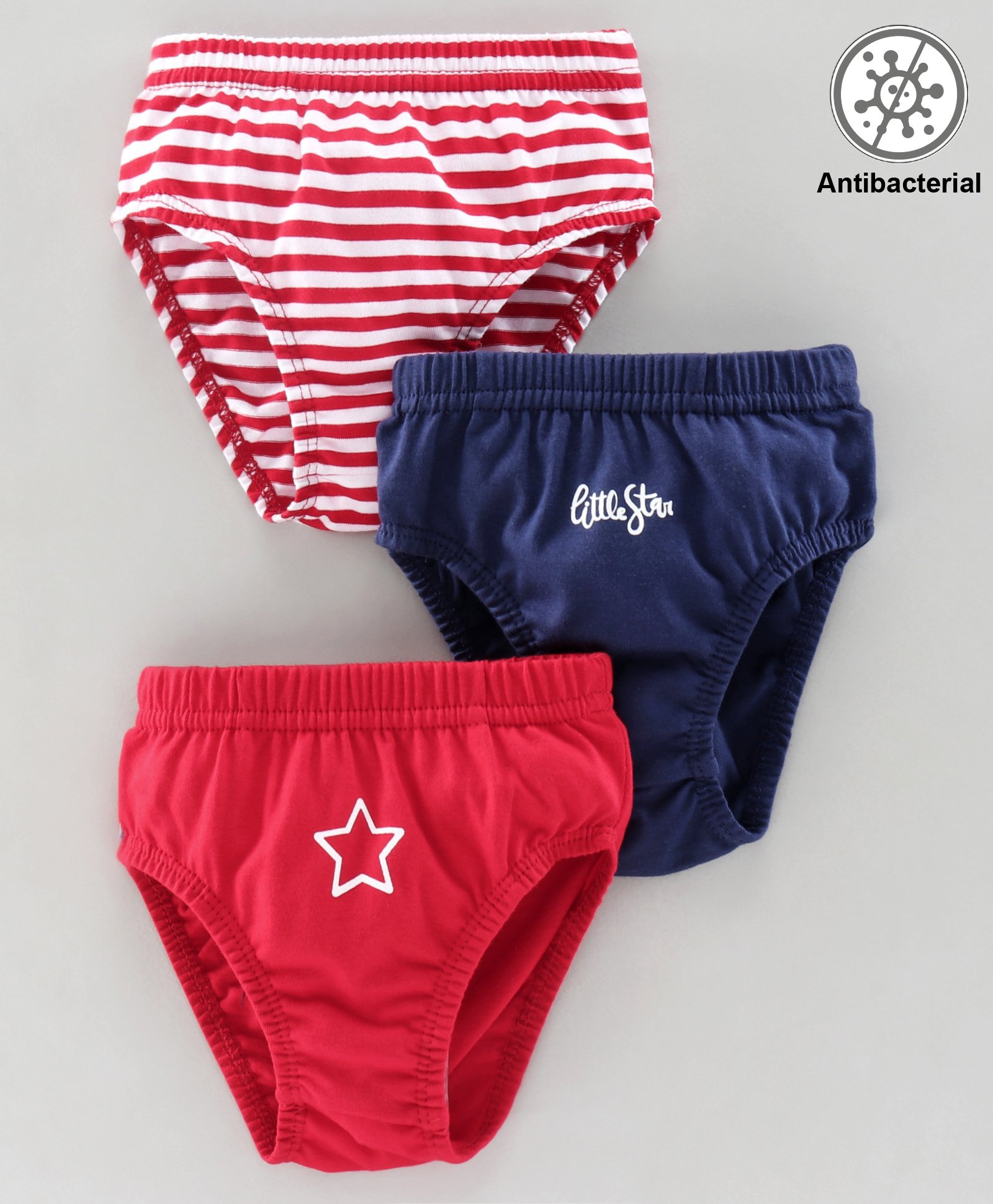 Babyoye Cotton Antibacterial Finish Blend Printed Antibacterial Brief Pack of 3 - Red-image-3