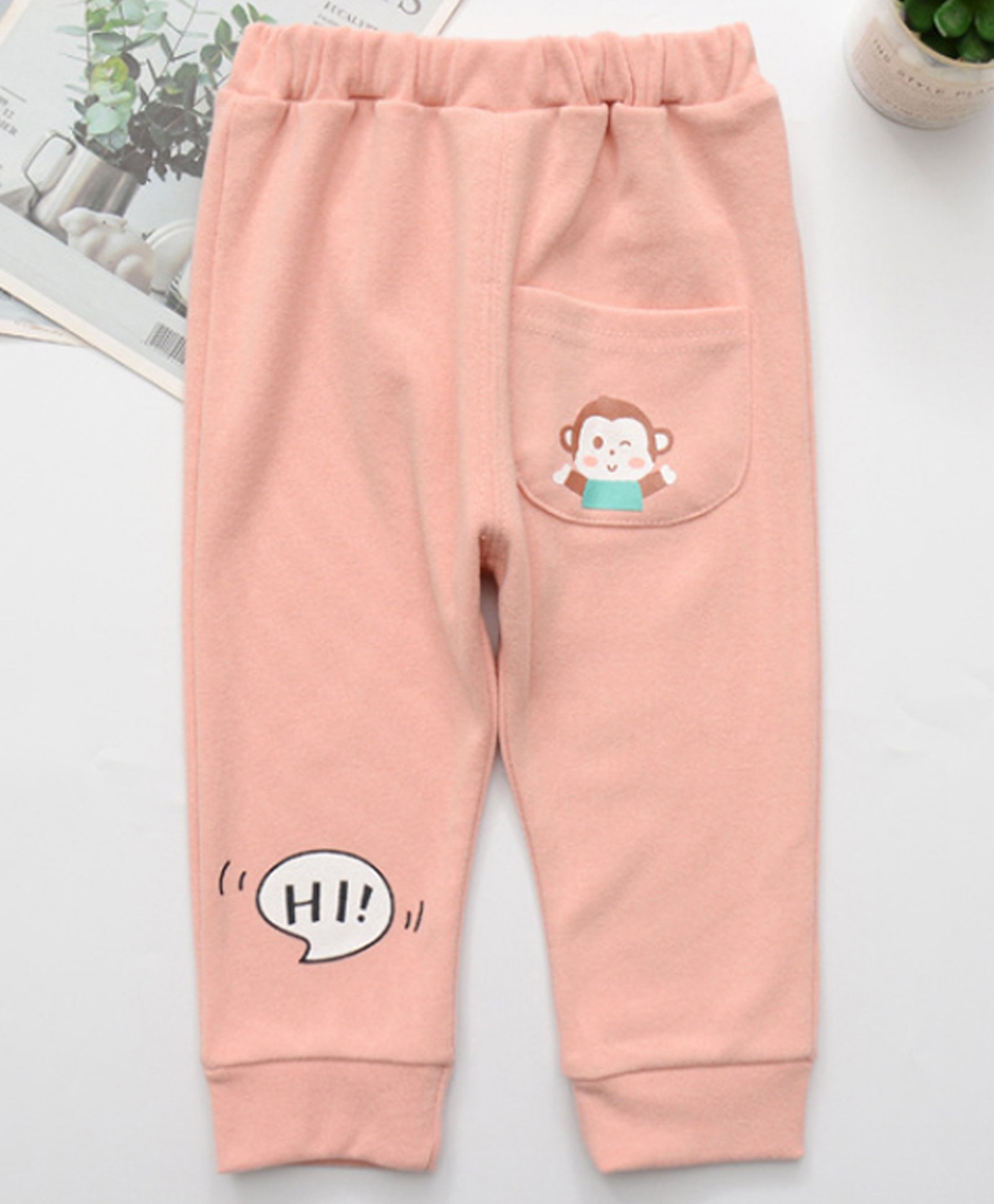 Kookie Kids Full Length Lounge Pant Monkey Print - Pink-picture-18