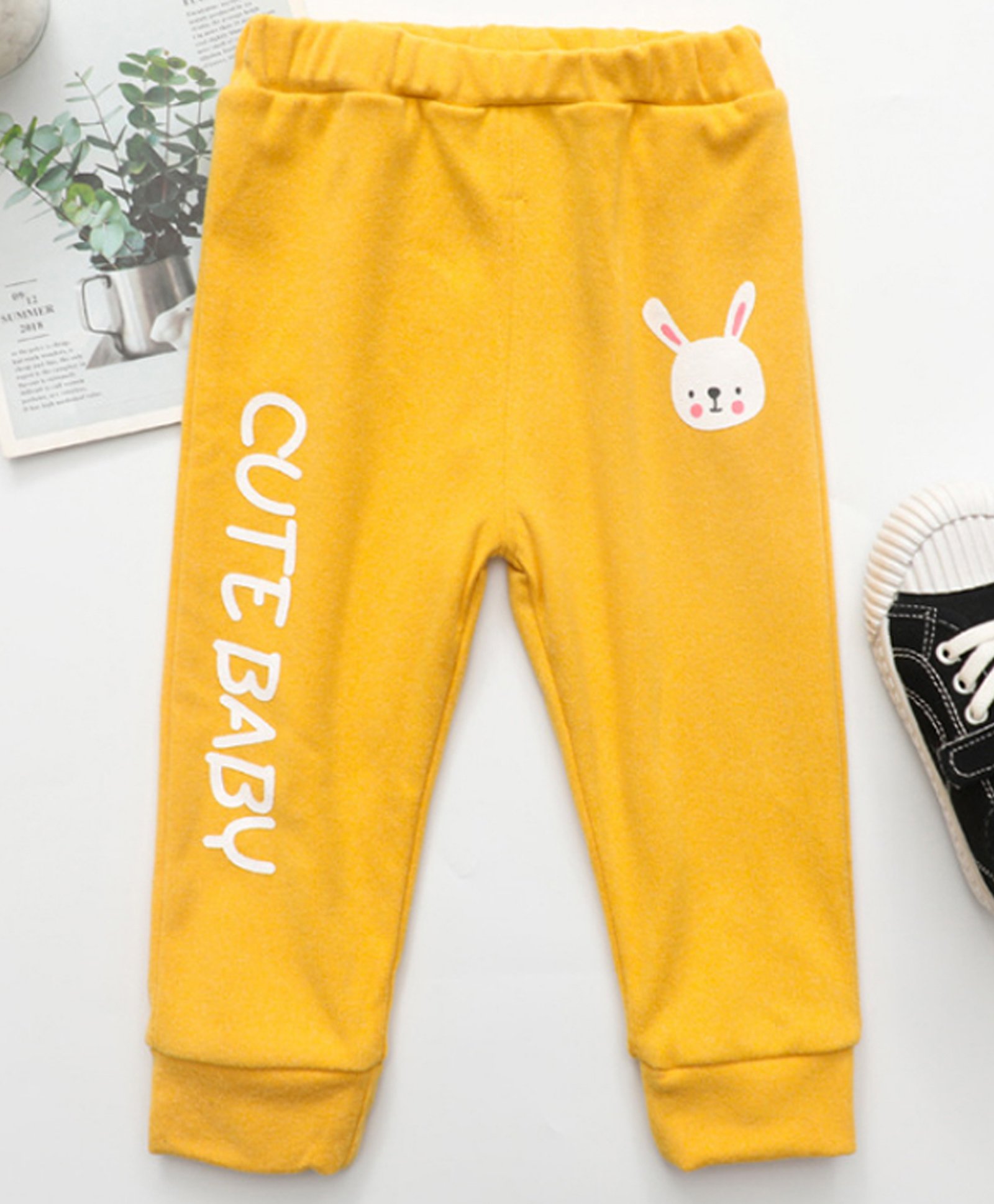 Kookie Kids Full Length Lounge Pants Cute Baby Print  - Yellow-image-41