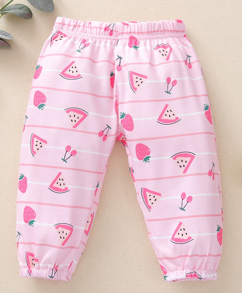 Kookie Kids Full Length Stripe Lounge Pant Fruits Print - Pink-picture-38