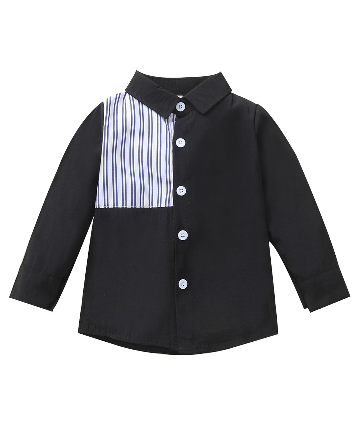 Kookie Kids Full Sleeves Striped Shirts - Black-image-2