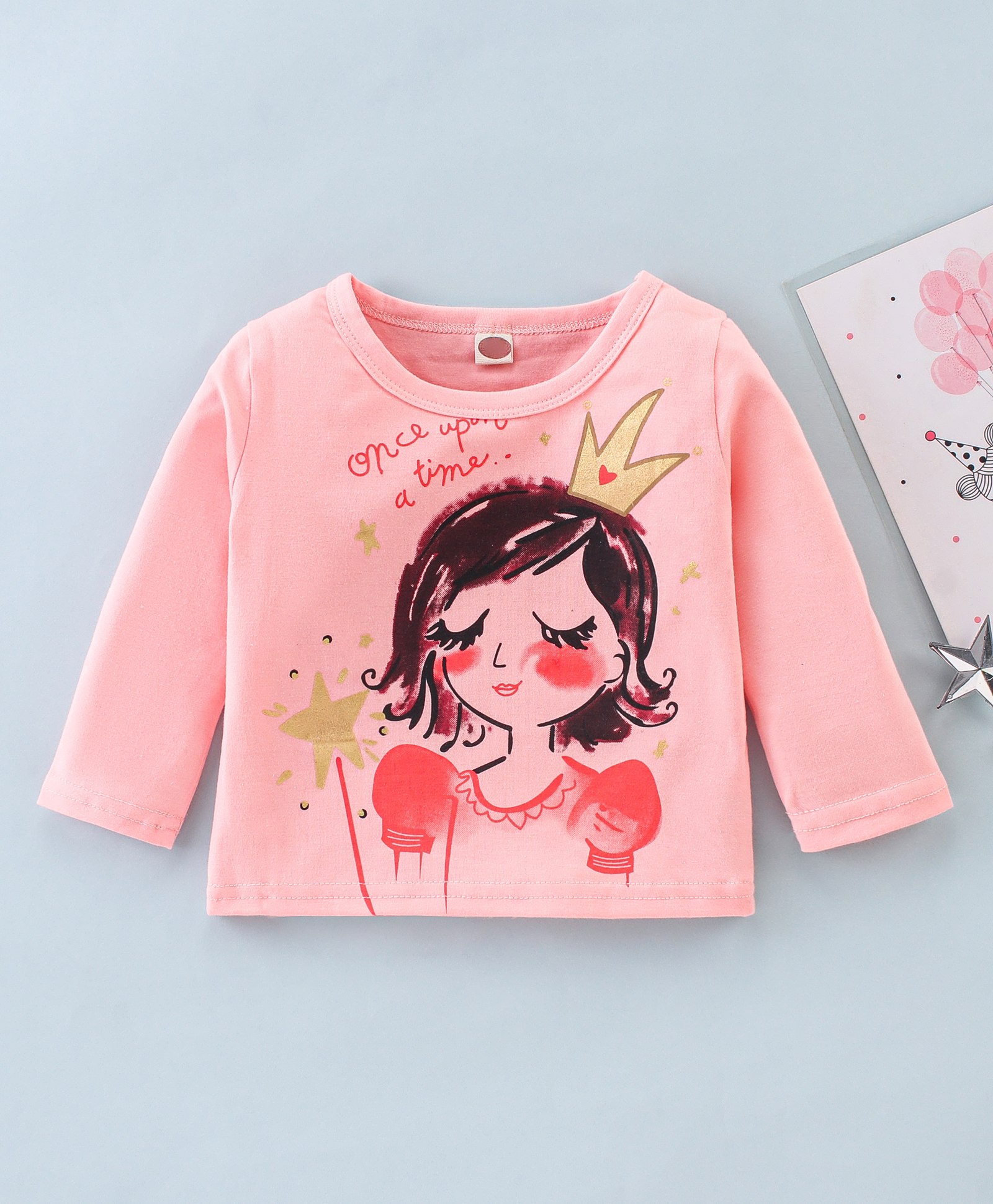 Kookie Kids Full Sleeves Tee Princess Print - Pink-image-28