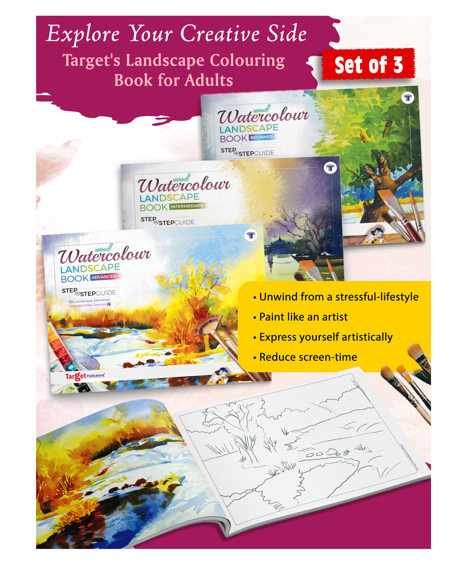 Target Publications Landscape Watercolour Painting Books Set of 3 - English-image-22