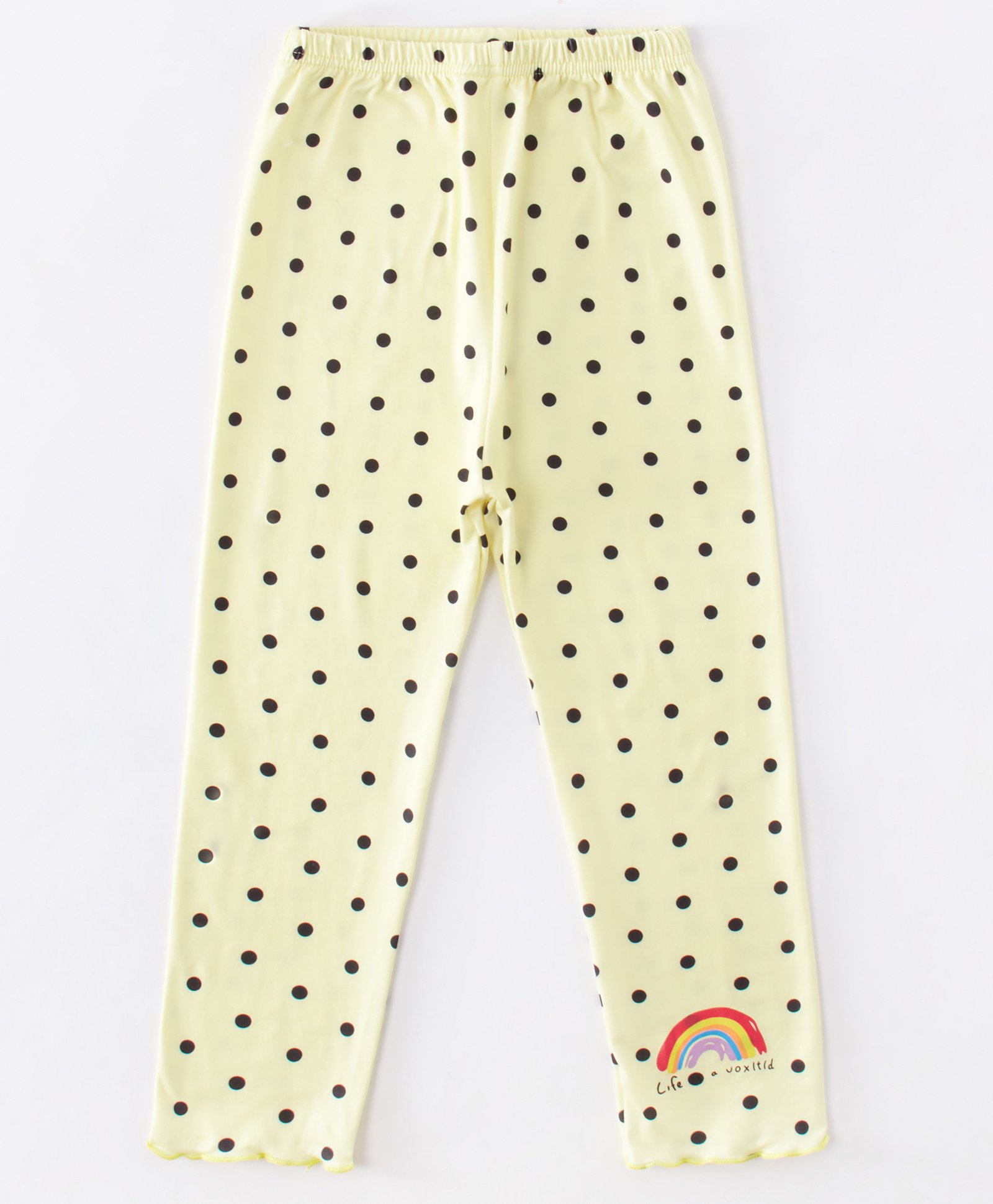 Kookie Kids Full Length Leggings Ranibow Embroidered - Yellow-picture-16