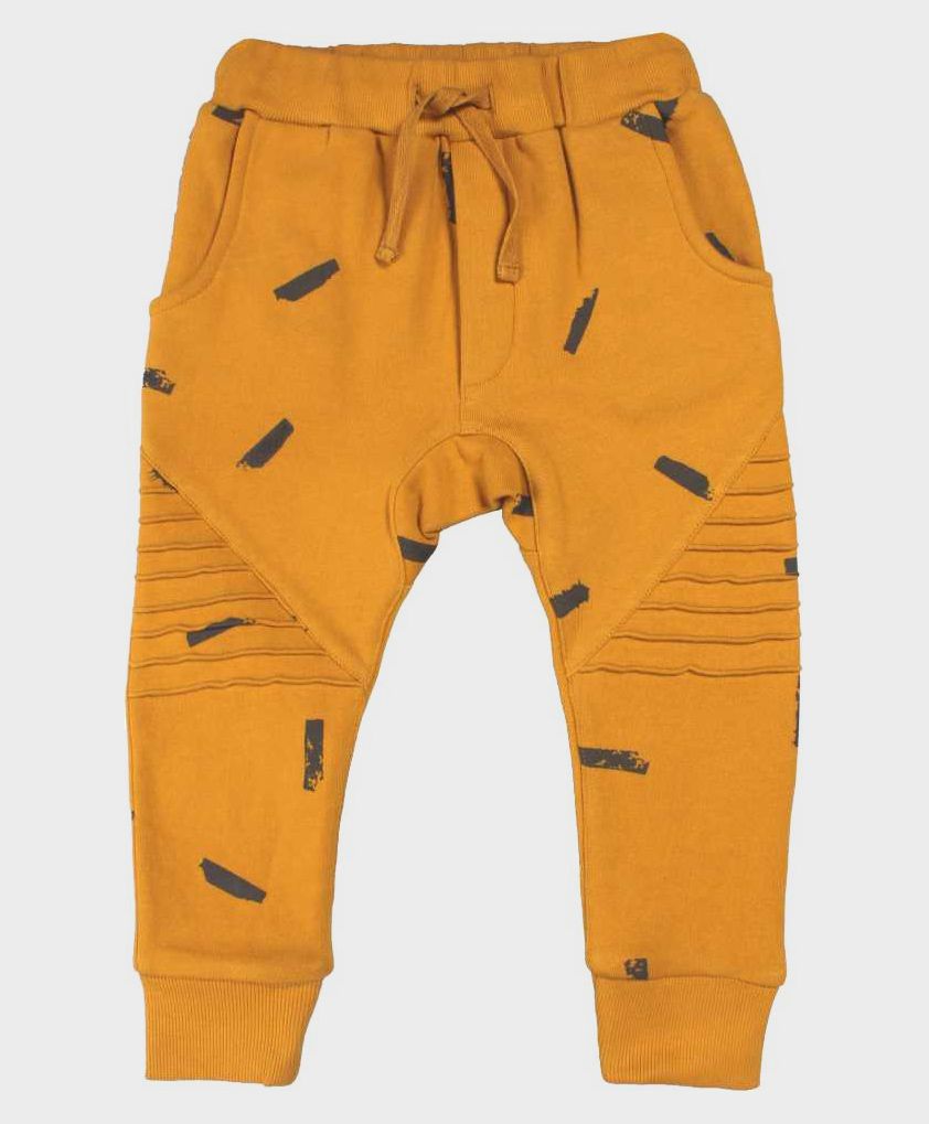 Nino Bambino 100% Organic Cotton Printed Full Length Trackies - Yellow-image-1