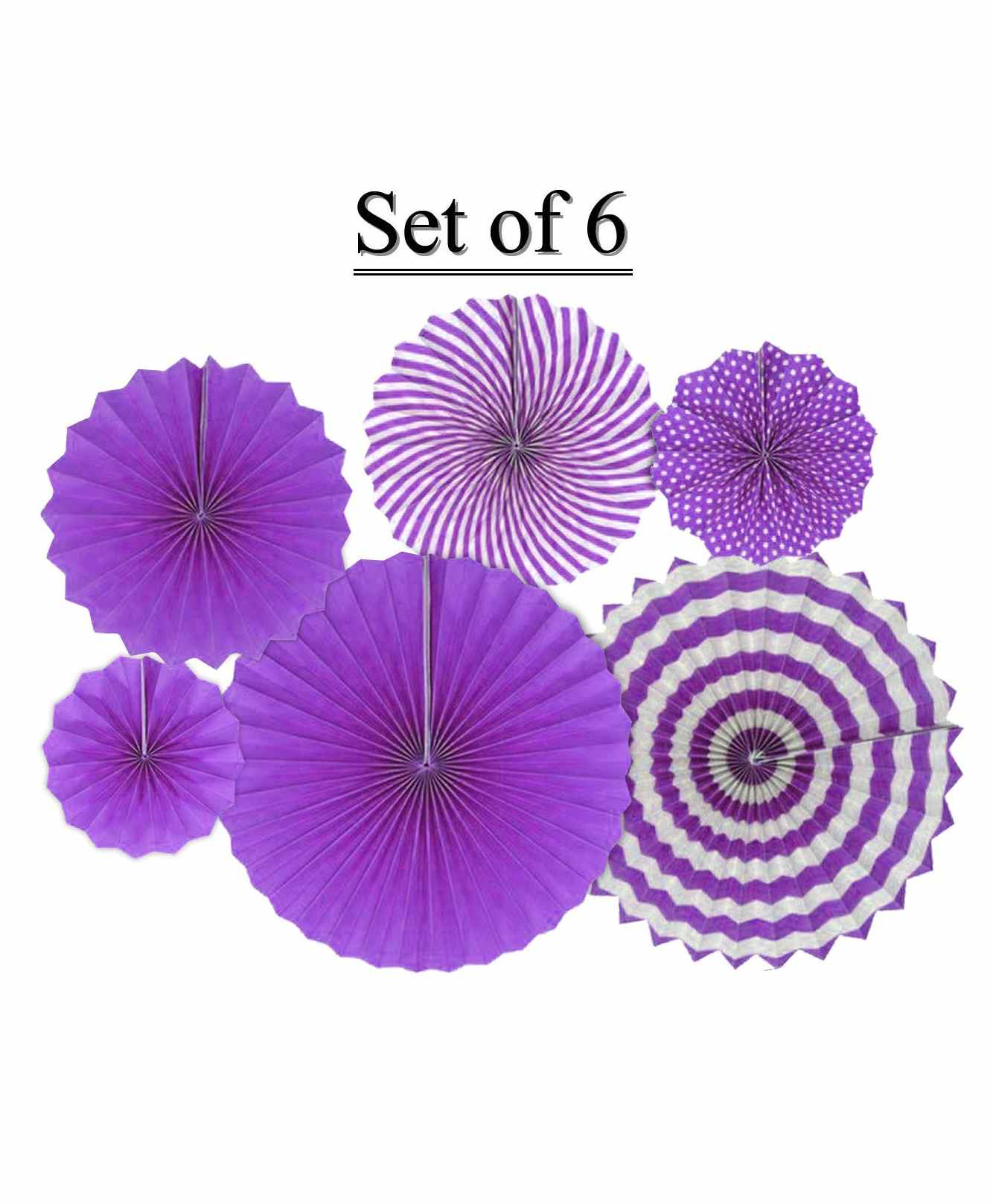 Amfin Paper Fan Decoration Set Purple - Pack of 6-image-11
