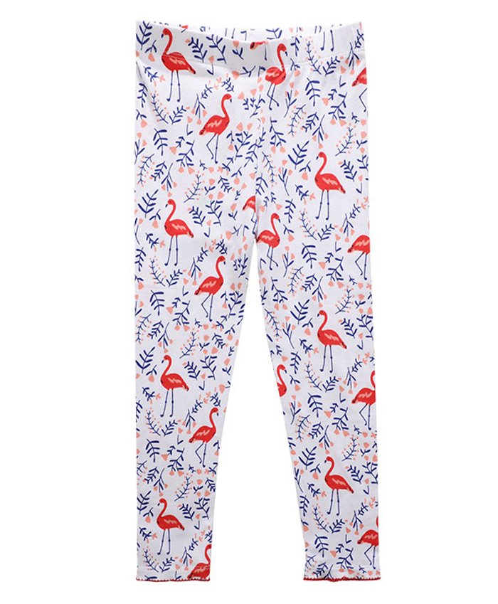 Kookie Kids Full Length Leggings Flamingo Print - White-picture-18