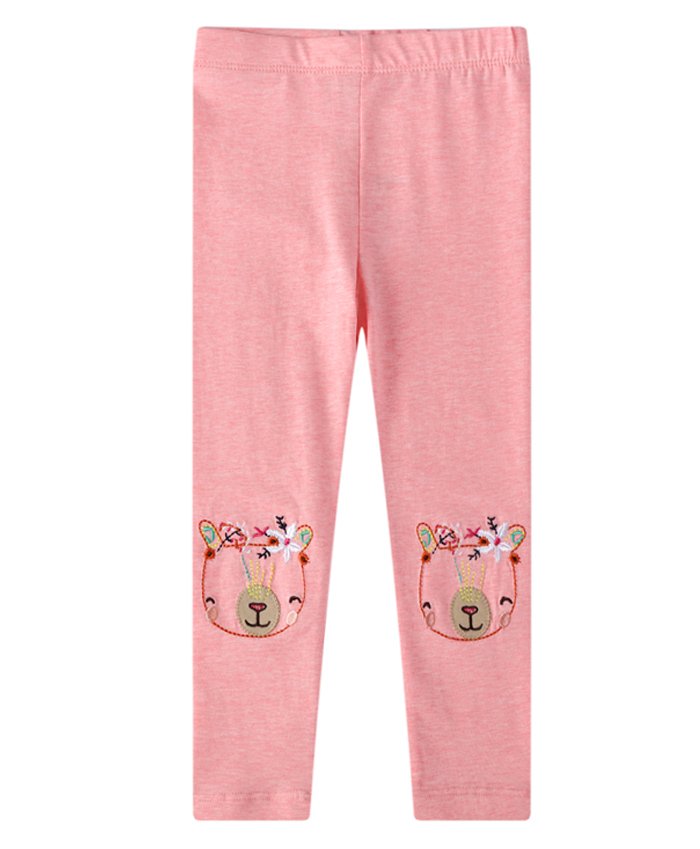 Kookie Kids Full Length Leggings Teddy Embroidery - Pink-picture-19
