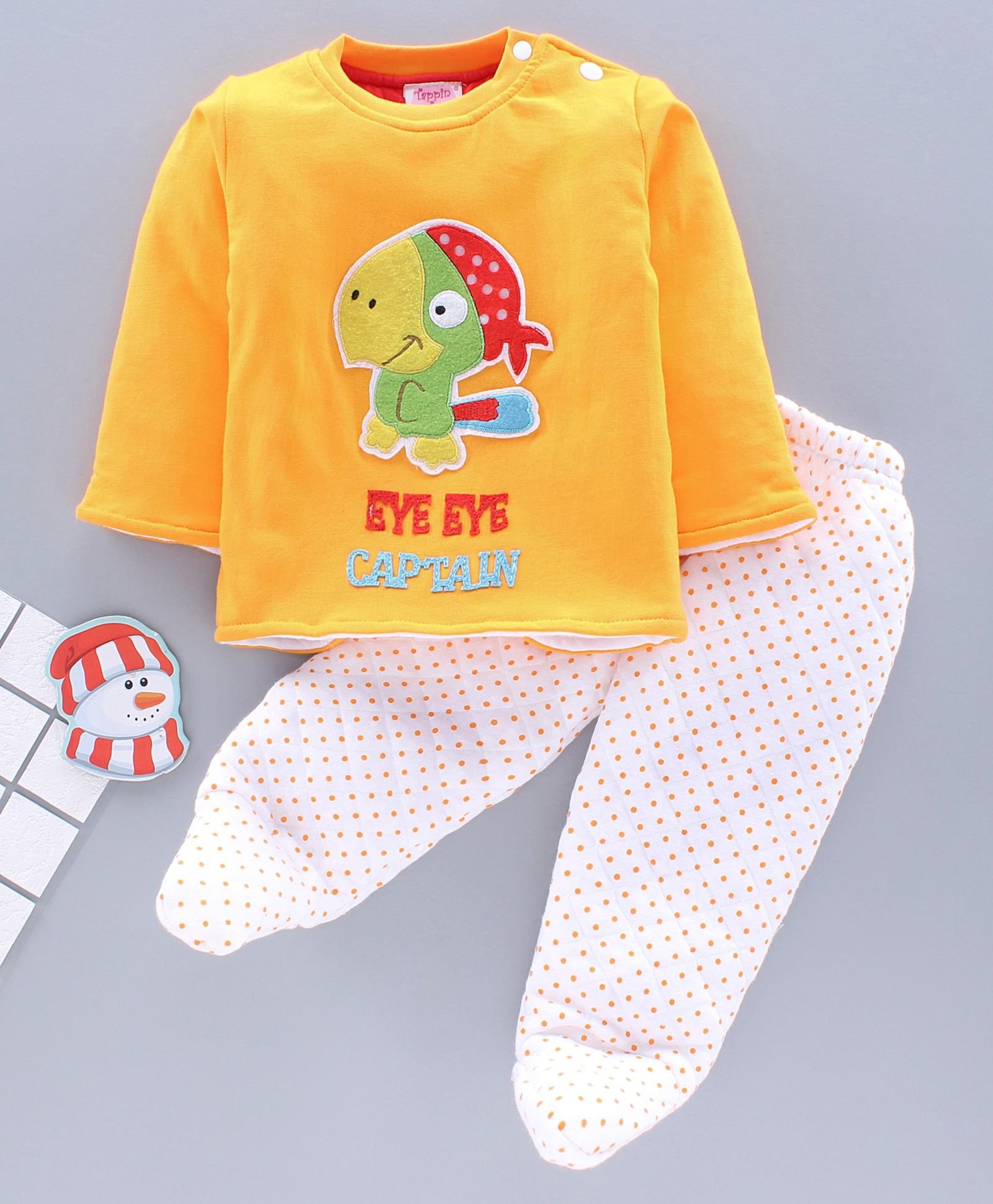 Tappintoes Full Sleeves Winter Wear Suit Parrot Patch - Yellow-image-36