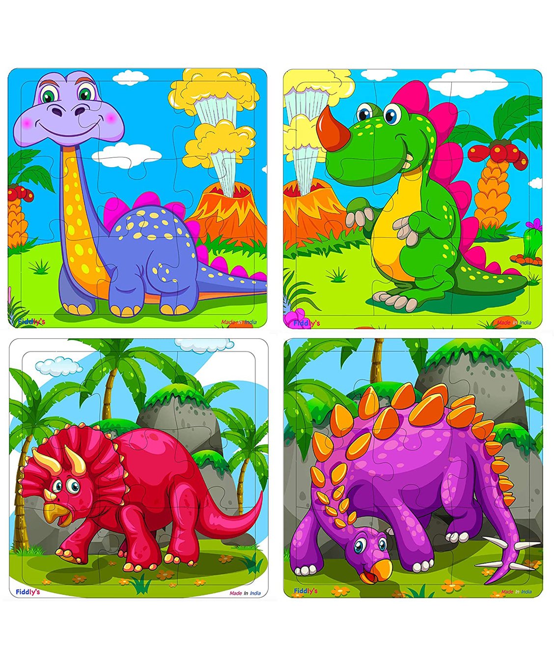 Fiddlys Wooden Jigsaw Puzzles Pack of 4 - 9 Pieces Each-picture-17