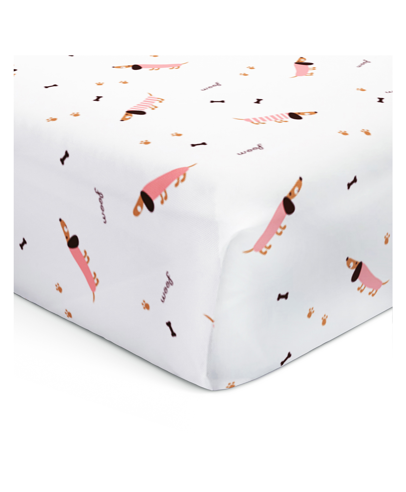 The White Cradle 100% Organic Cotton Flat Bedsheet  Puppy Print - White Pink-image-31