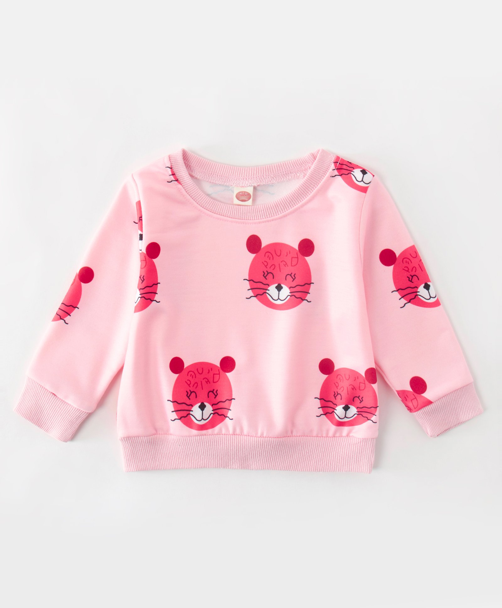 Kookie Kids Full Sleeves Sweatshirt Kitty Print - Pink-image-28
