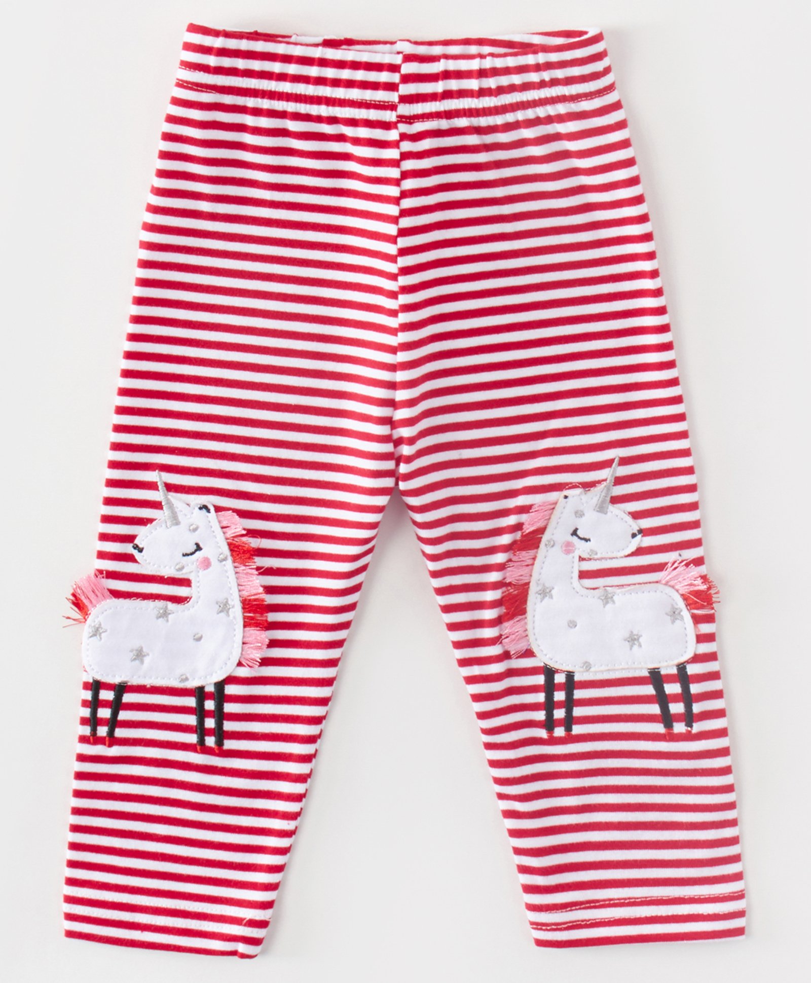 Kookie Kids Full Length Striped Lounge Pant Unicorn Patch - Red-picture-10