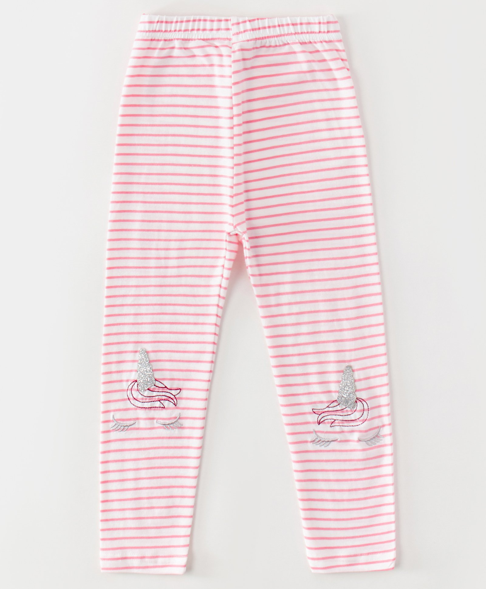 Kookie Kids Full Length Striped Leggings Unicorn Embroidery - Pink-picture-19