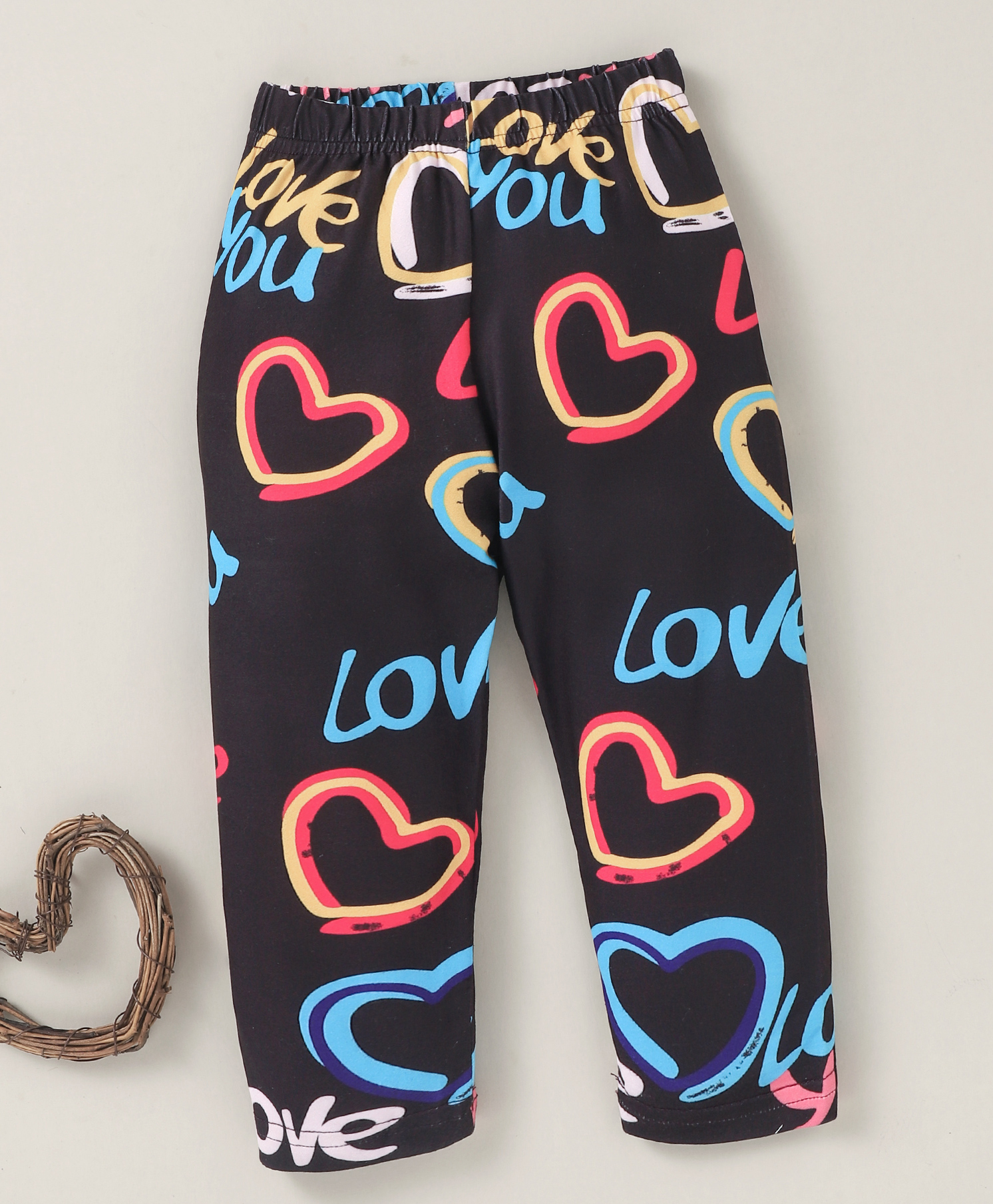 Kookie Kids Full Length Lounge Pant Heart Print - Black-picture-31