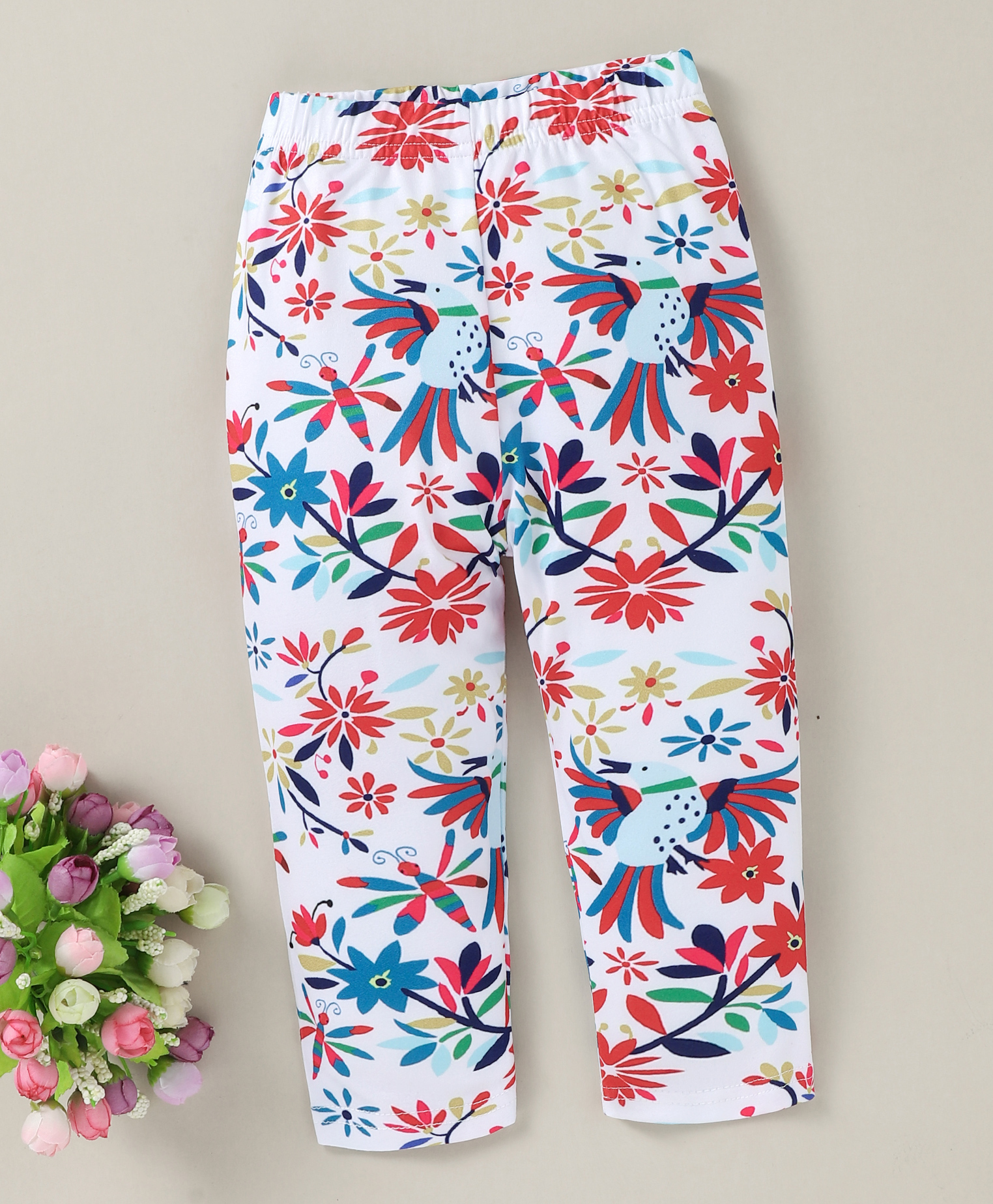 Kookie Kids Full Length Leggings Floral Print - Whiye-picture-24