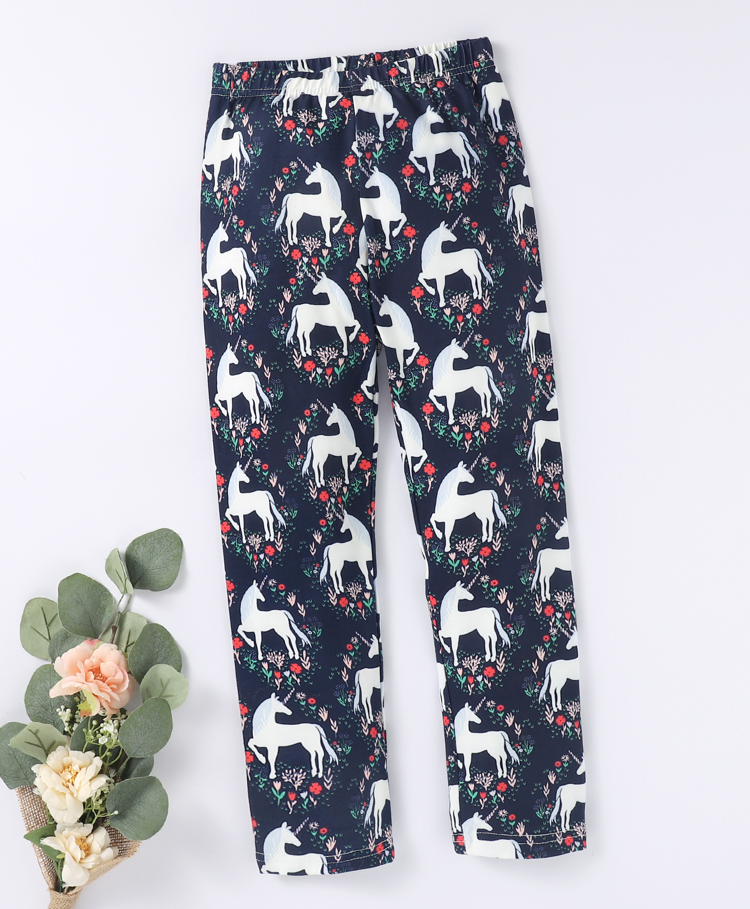 Kookie Kids Full Length Leggings Unicorn Print - Navy Blue-image-1