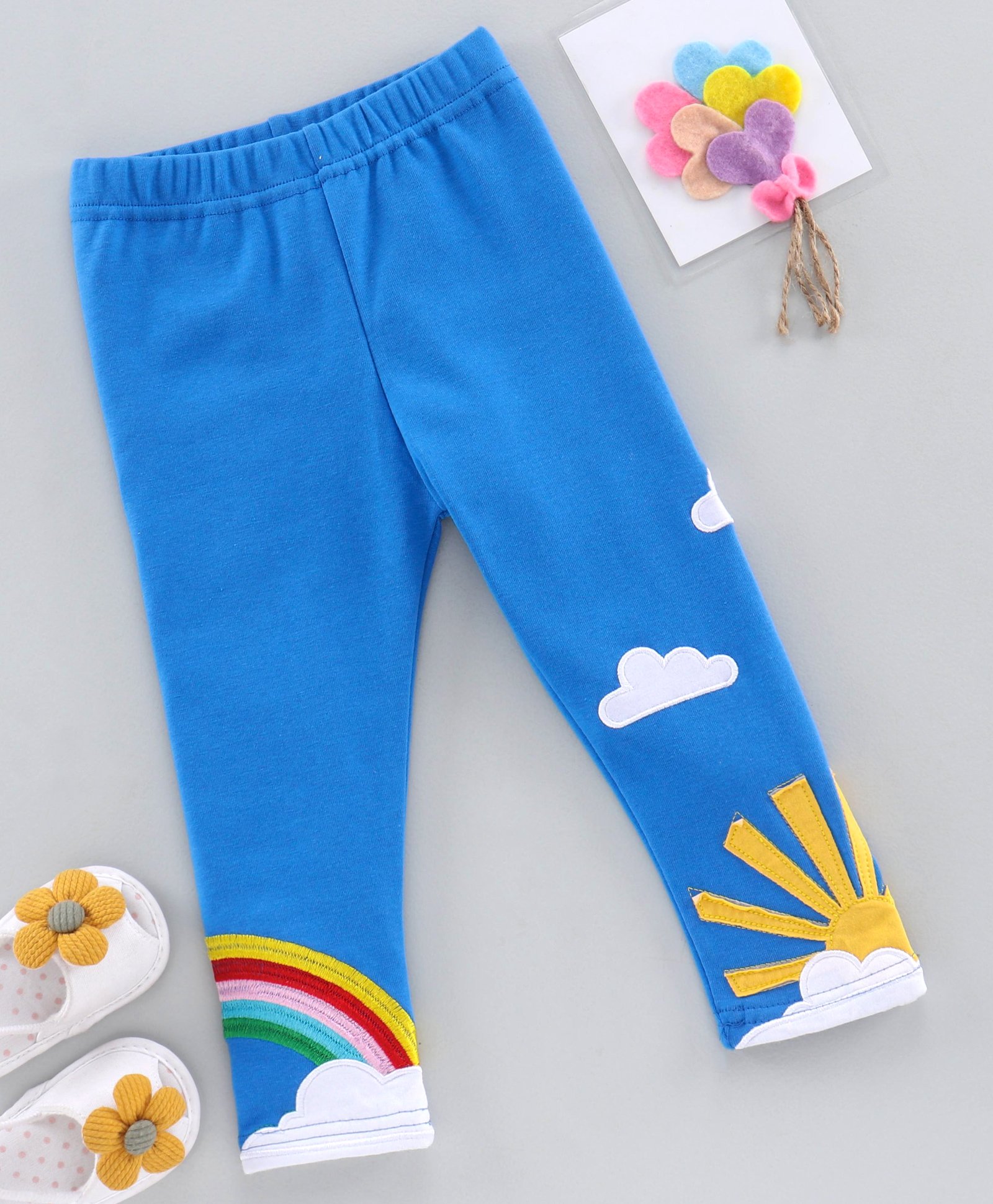 Kookie Kids Full Length Leggings Rainbow Embroidery - Blue-image-42