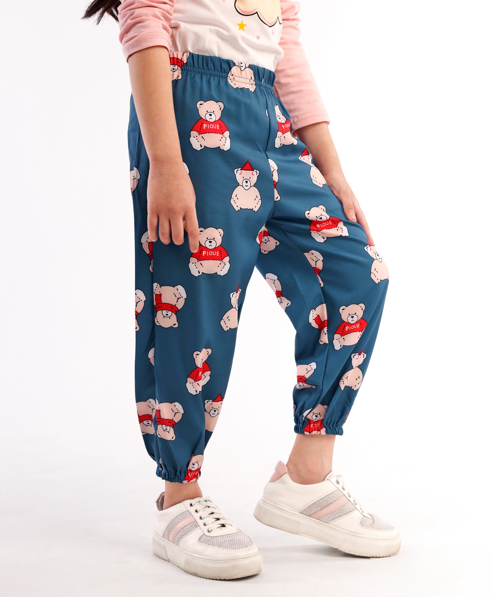 Kookie Kids Full Length Lounge Pant Teddy Print - Teal-image-37