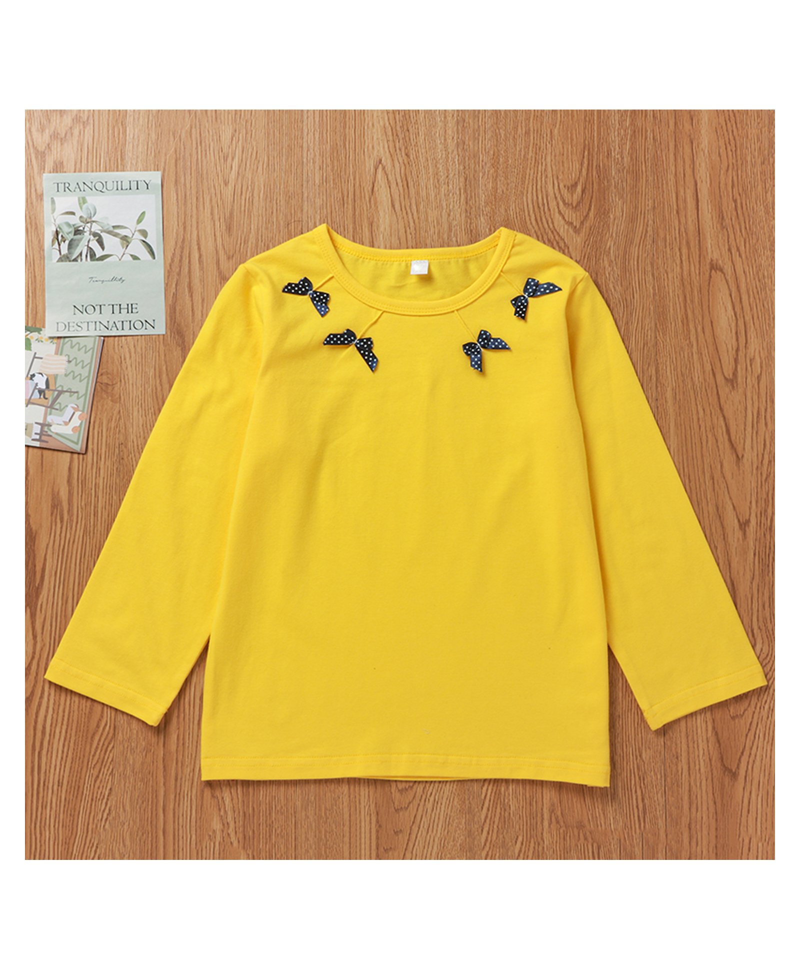 Kookie Kids Full Sleeves Tee Bow Appliques - Yellow-image-26