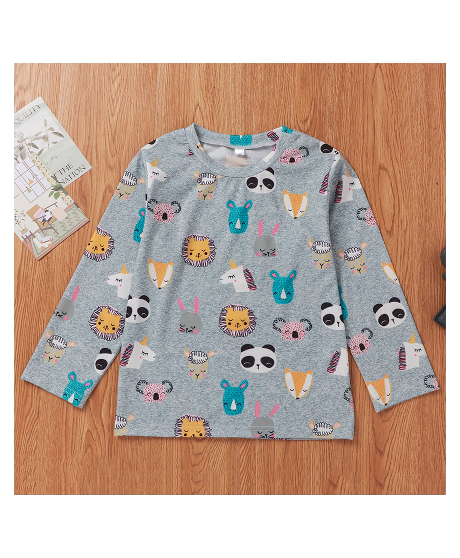 Kookie Kids Full Sleeves T-Shirt Animal Print - Grey-image-47