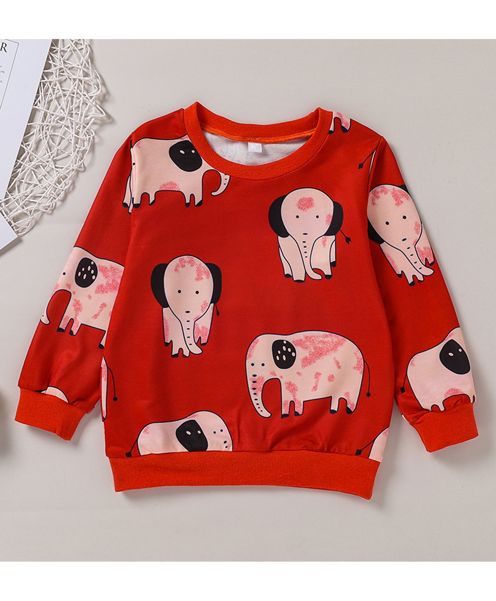 Kookie Kids Full Sleeves Sweatshirt Elephant Print - Red-image-41