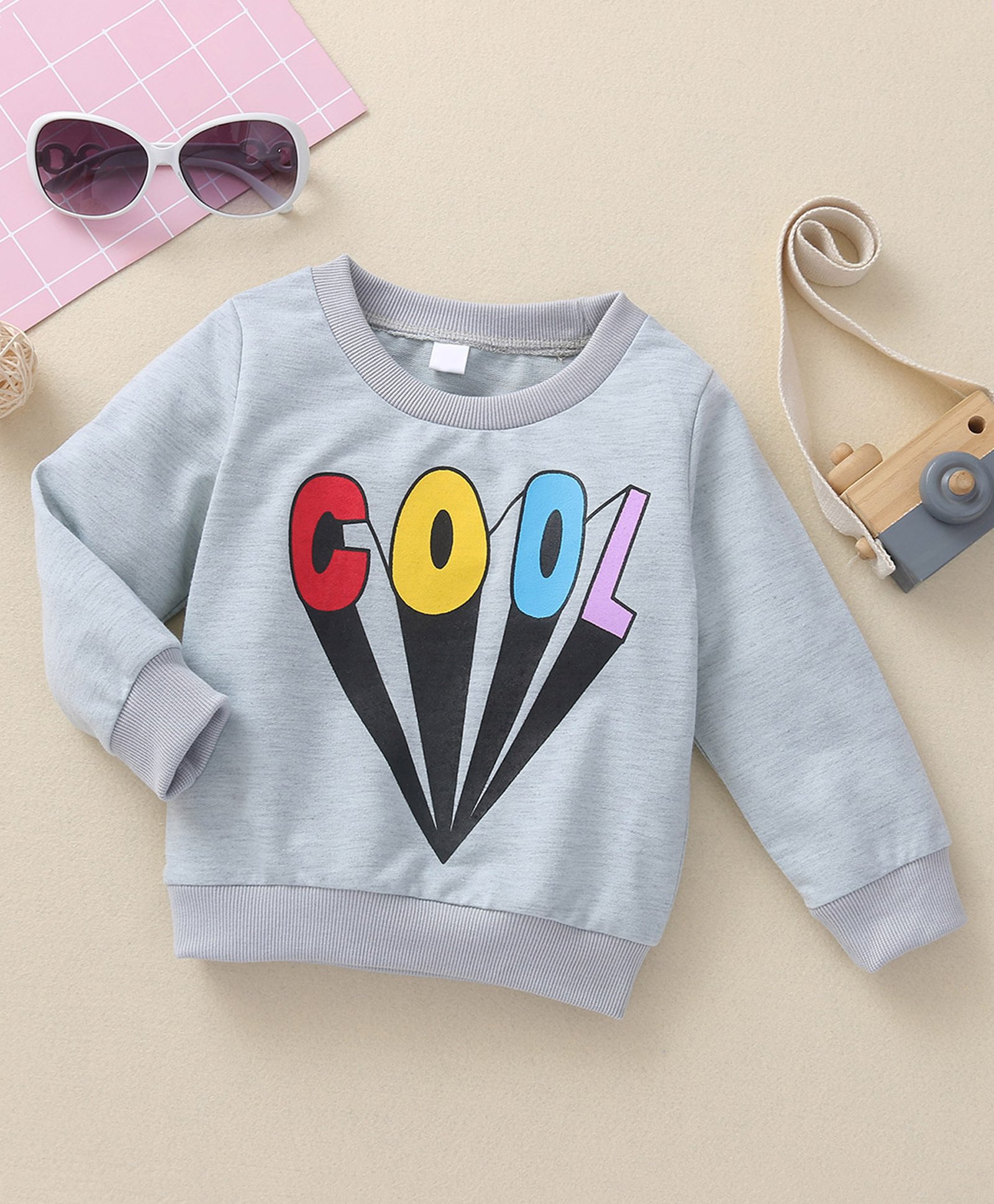 Kookie Kids Full Sleeves Sweatshirt Cool Print - Light Grey-image-1