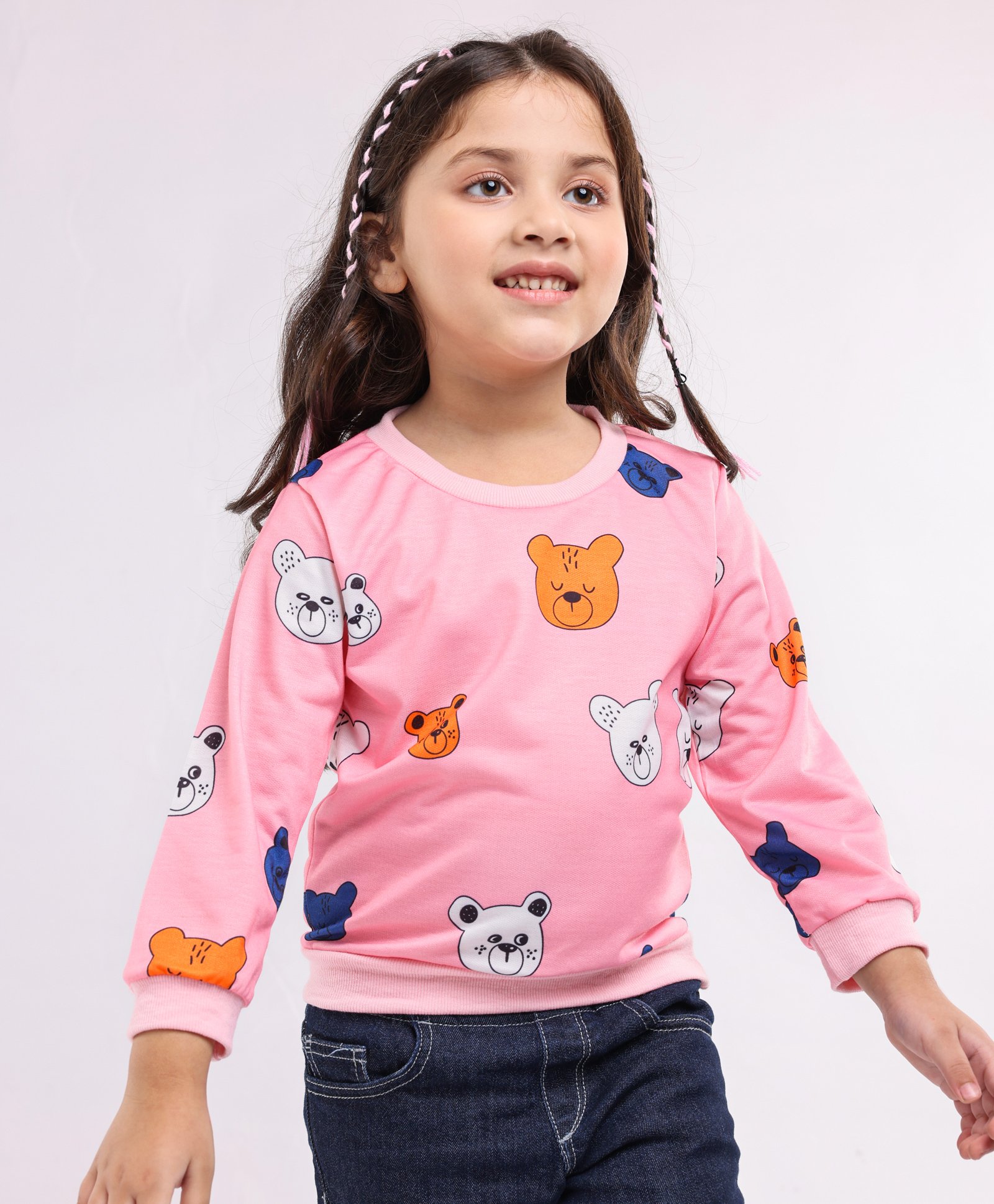 Kookie Kids Full Sleeves Sweatshirt Teddy Print Print - Pink-image-15