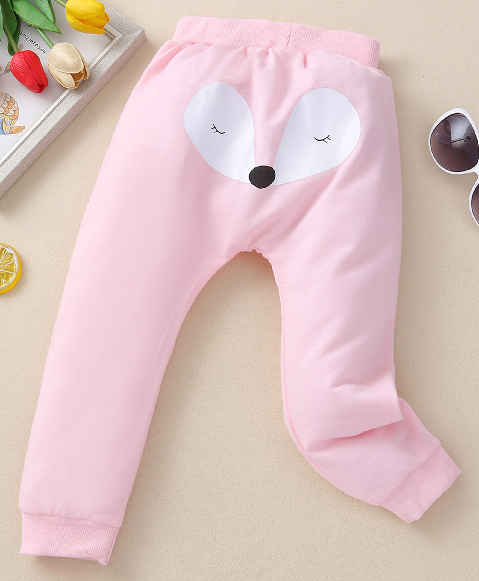 Kookie Kids Full Length Lounge Pant Fox Print - Pink-image-0