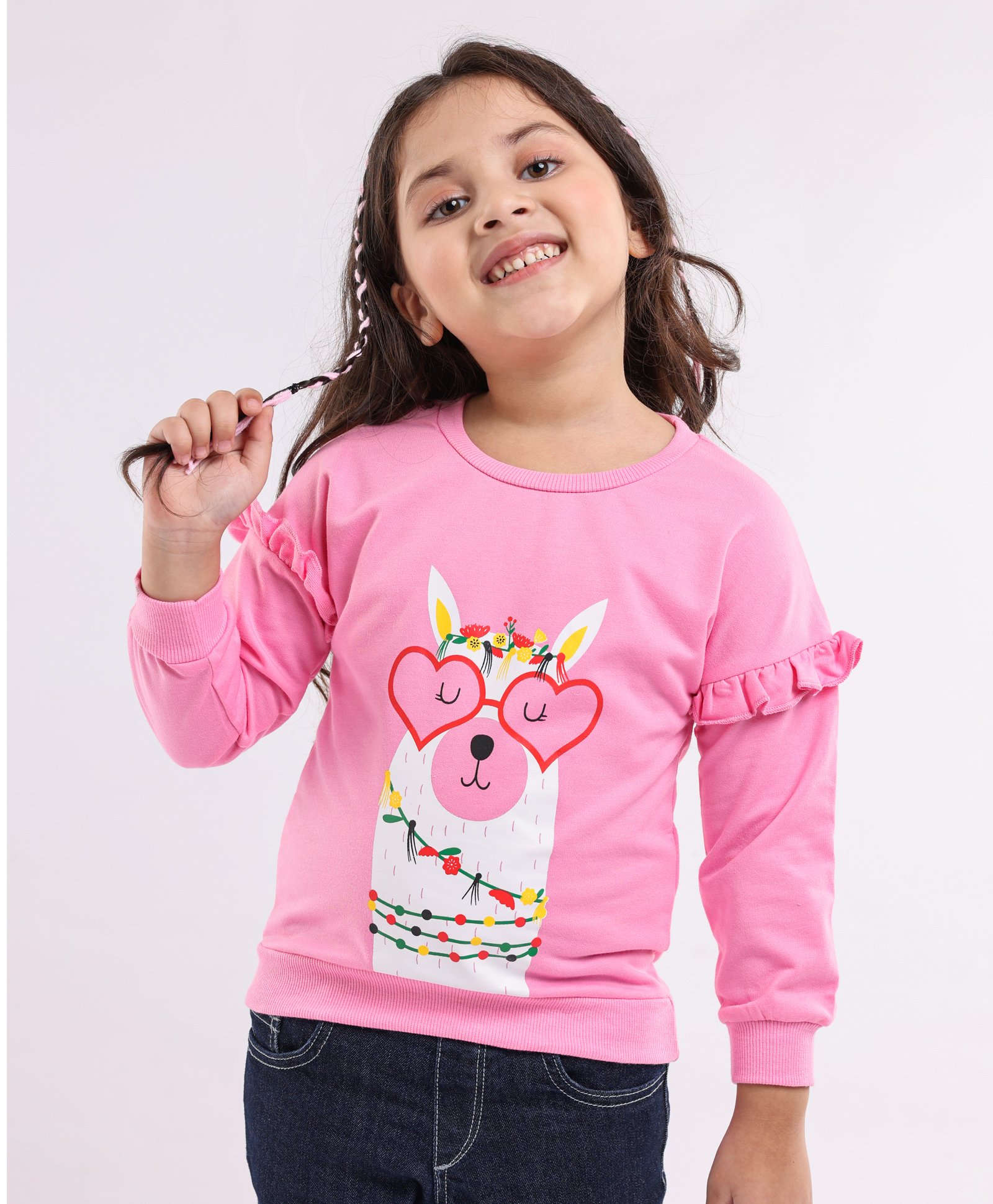 Kookie Kids Full Sleeves Sweatshirt Unicorn Print - Pink-image-39