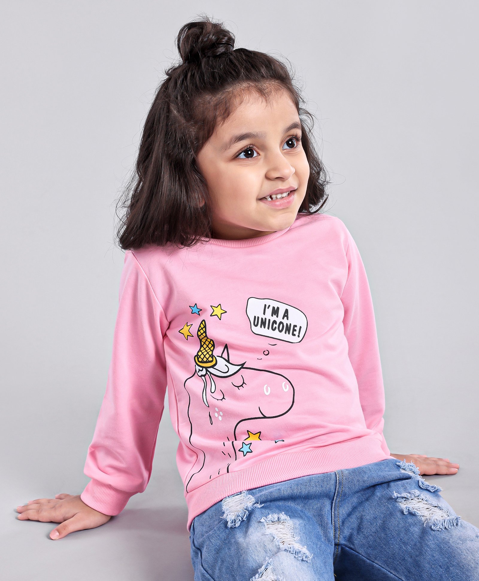 Kookie Kids Full Sleeves Sweatshirt Unicorn Print - Pink-image-36