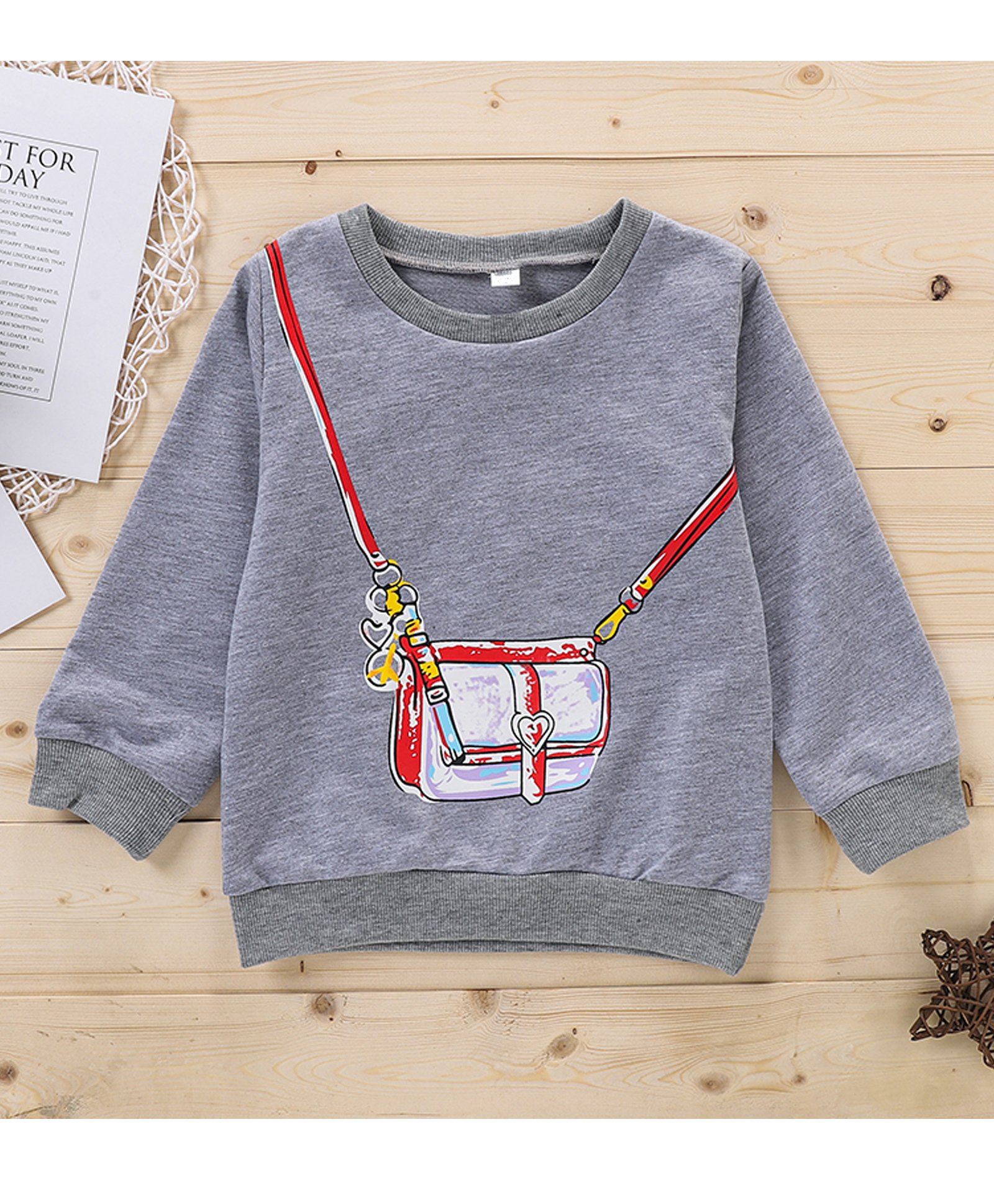 Kookie Kids Full Sleeves Sweatshirt Slingbag Print - Grey-image-43