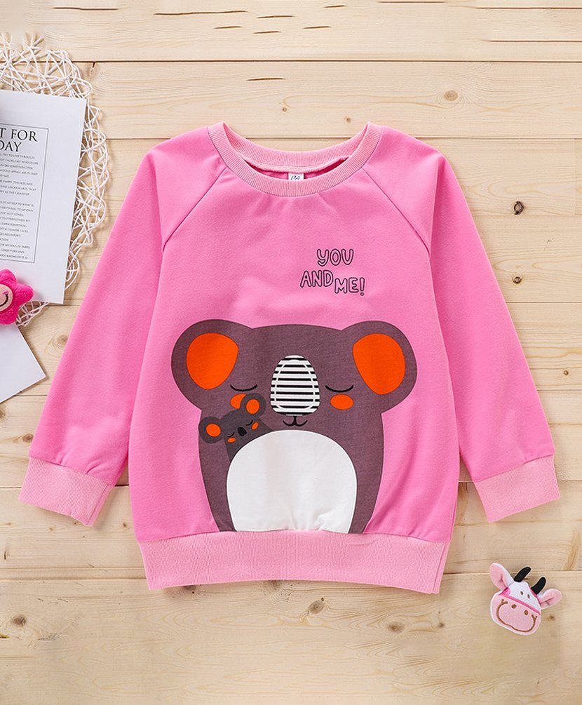 Kookie Kids Full Sleeves Sweatshirt Animal Print - Pink-image-16
