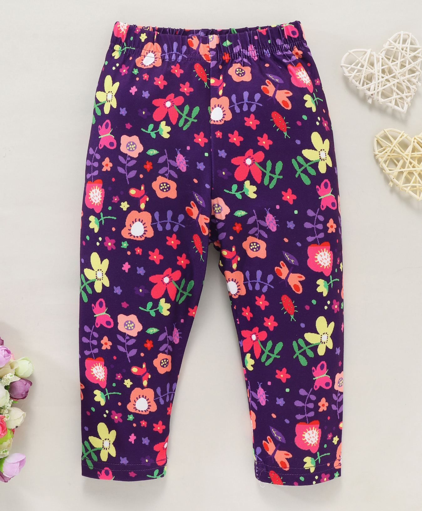 Kookie Kids Full Length Floral Printed Leggings - Navy Blue-picture-20