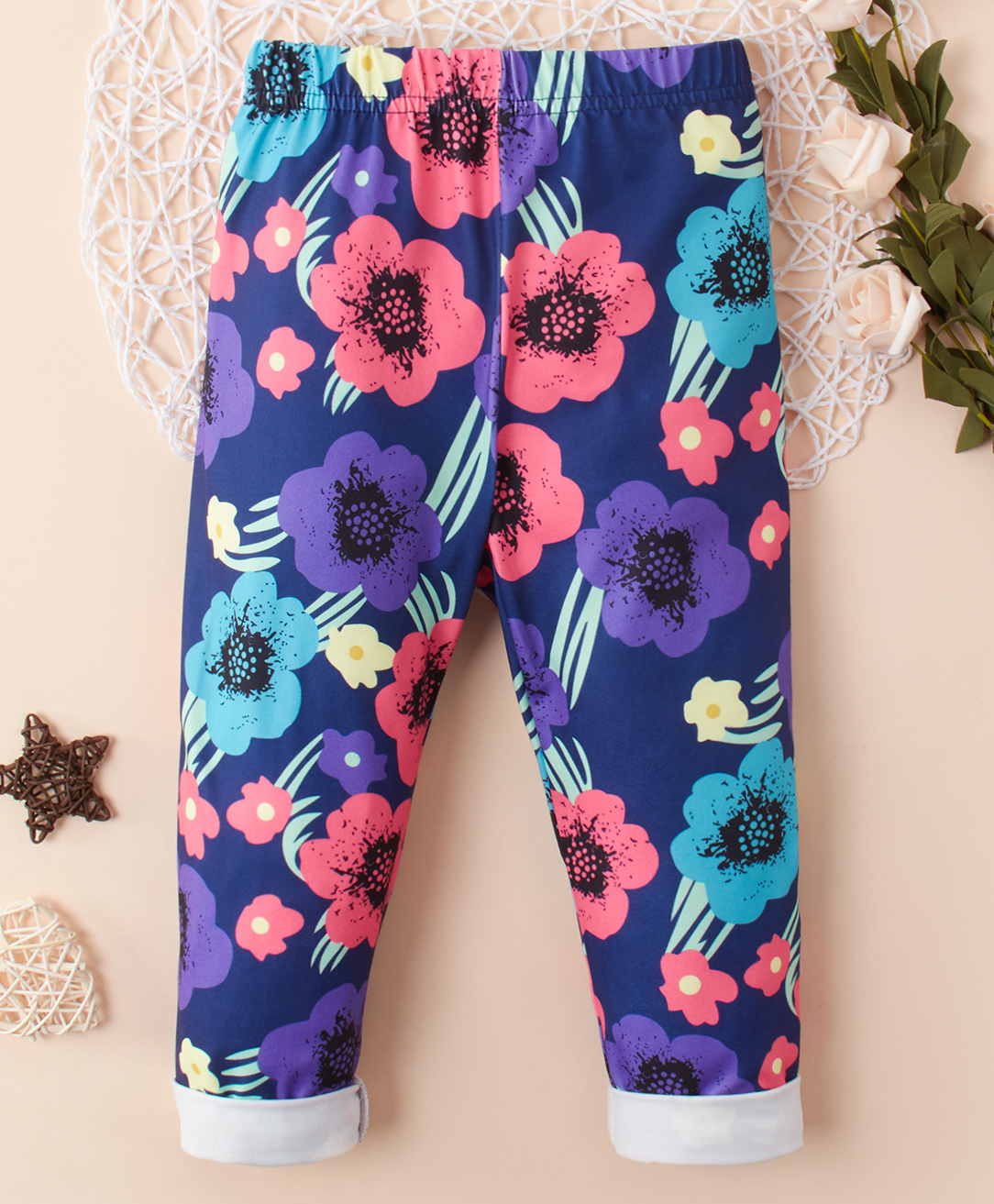 Kookie Kids Full Length Lounge Pant Floral Print - Dark Blue-picture-21
