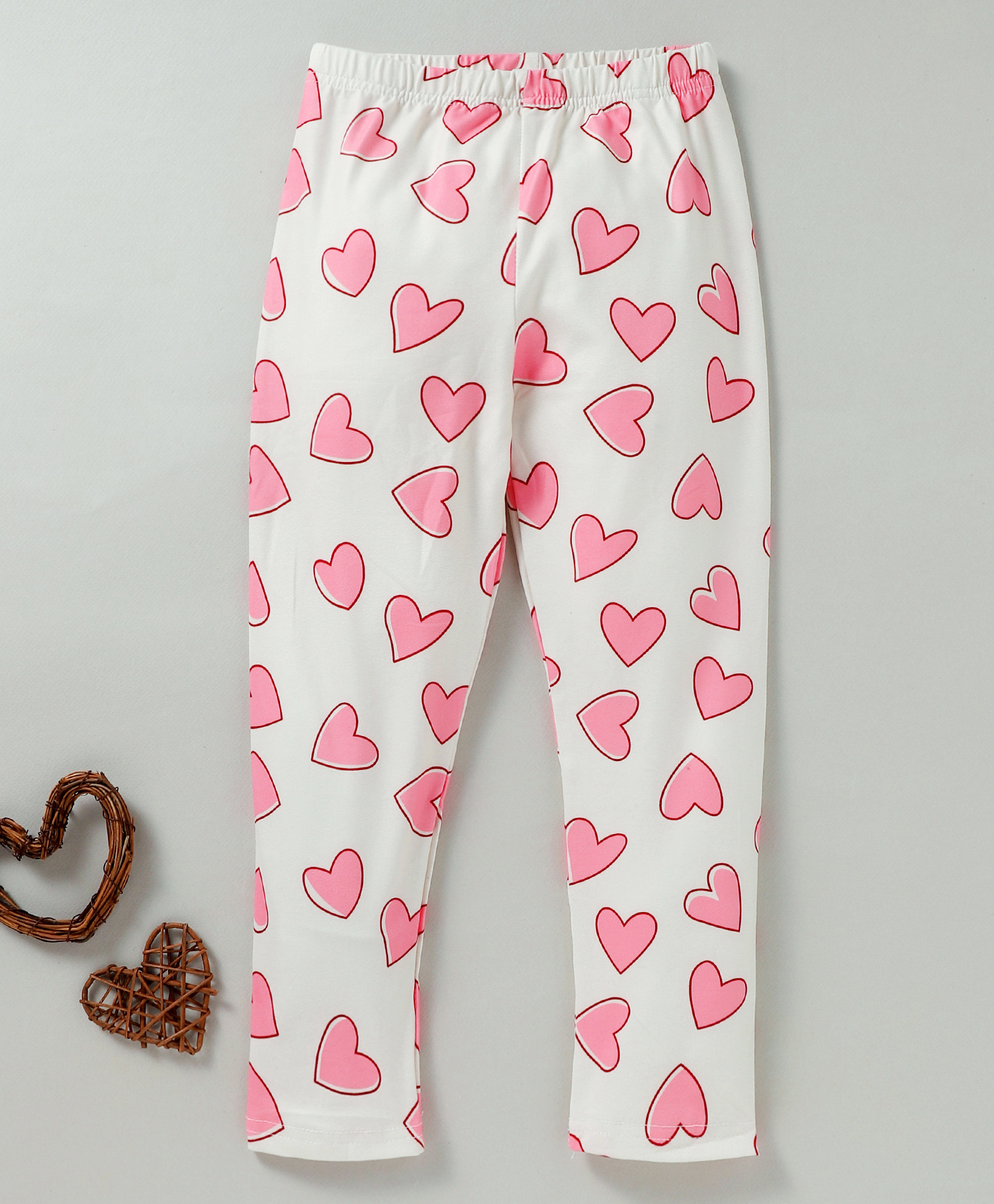 Kookie Kids Full Length Leggings Heart Print - Pink-picture-24