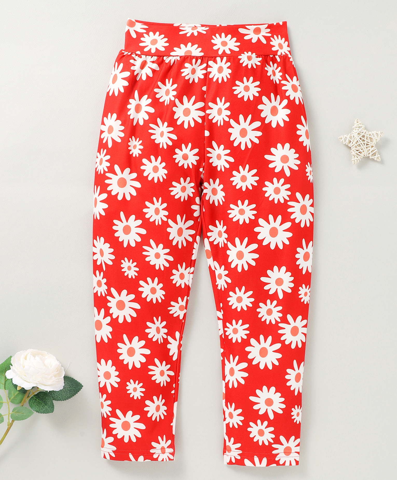 Kookie Kids Full Length Leggings Floral Print - Red-picture-36