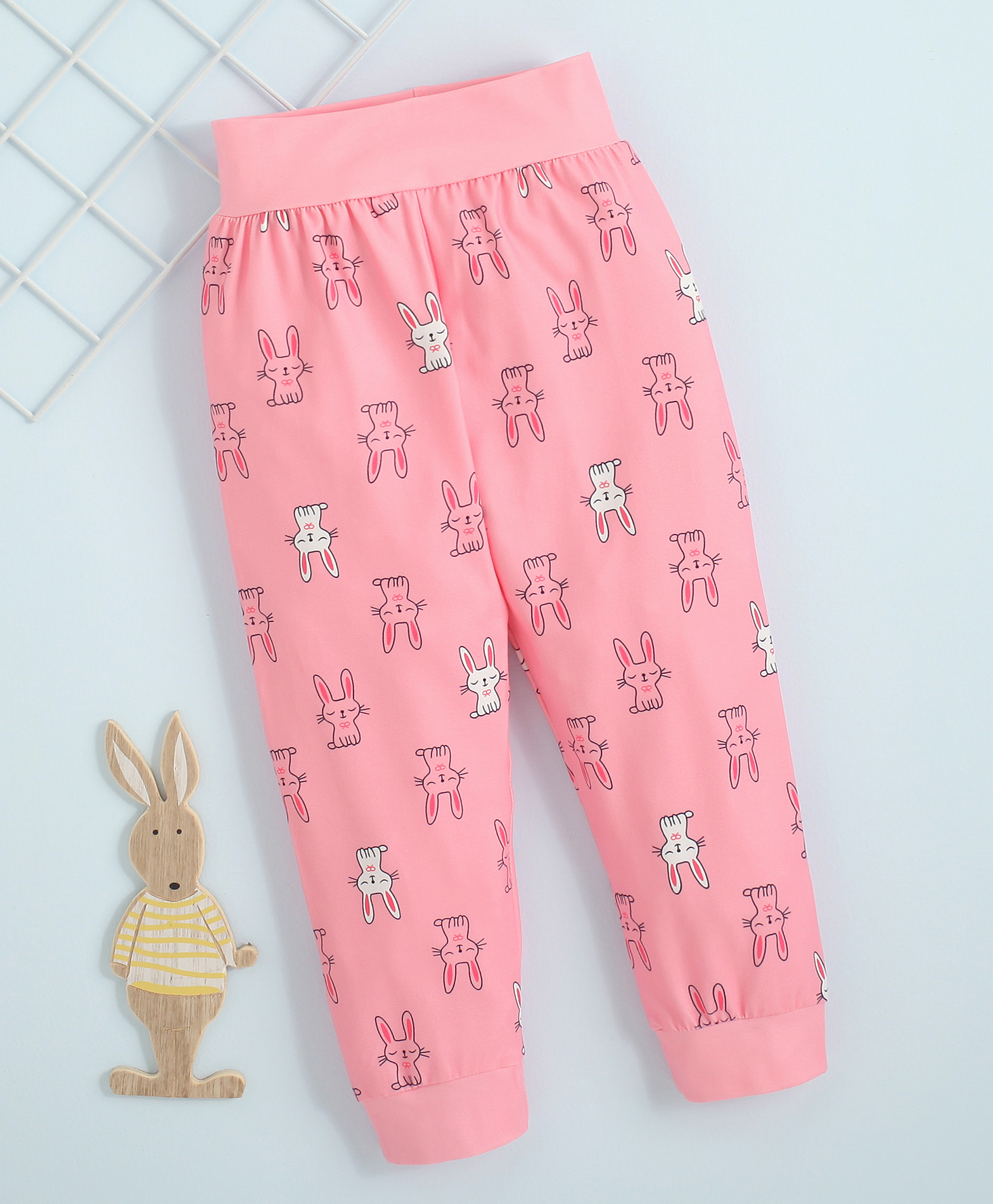 Kookie Kids Full Length Lounge Pant Bunny Print - Pink-picture-20