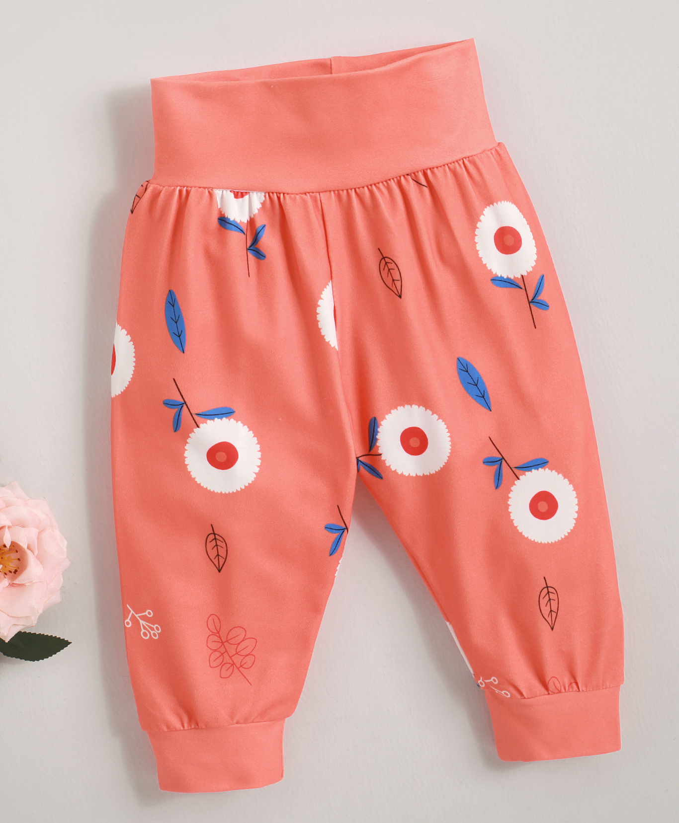 Kookie Kids Full Length Lounge Pant Floral Print - Orange-image-11