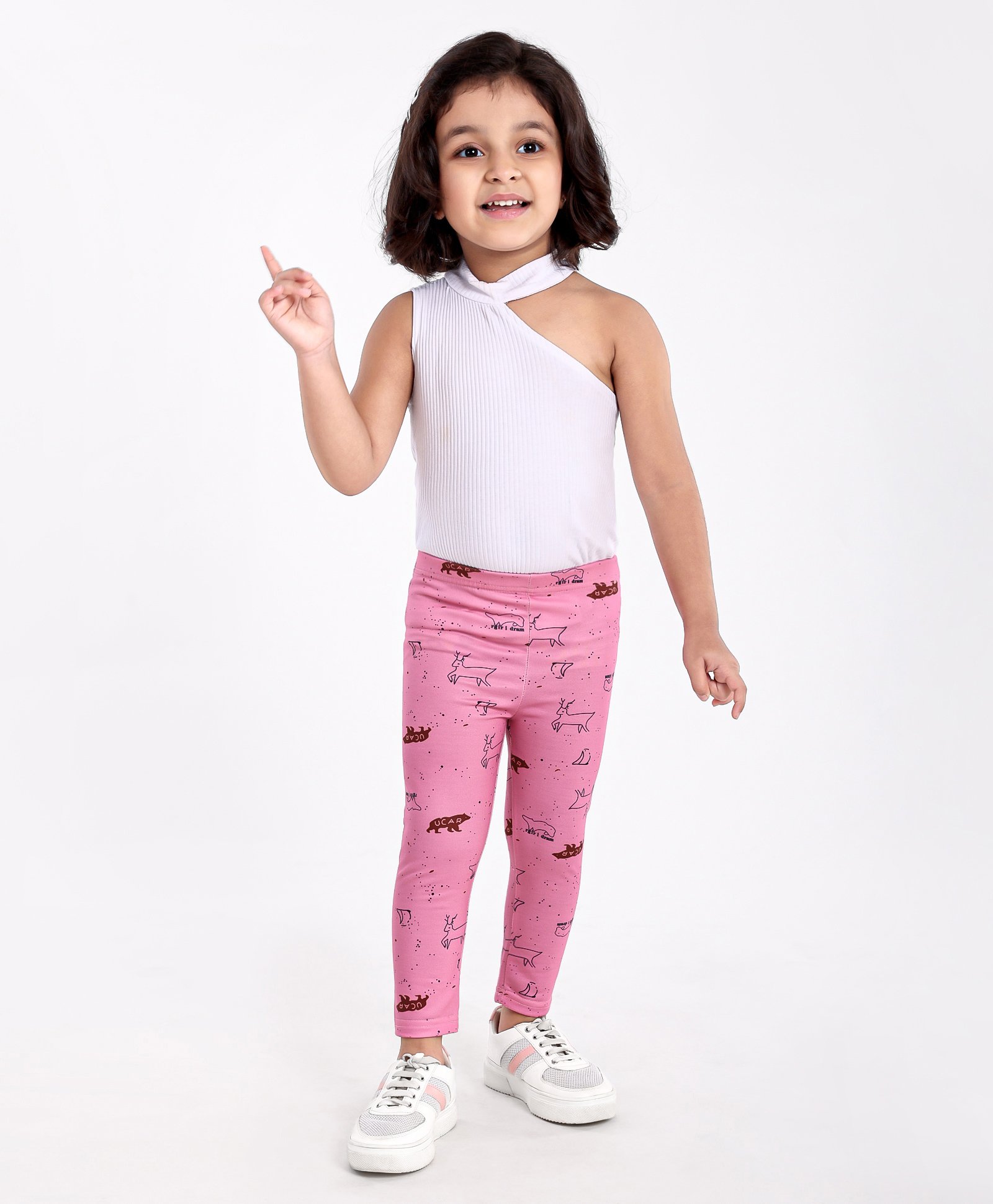 Kookie Kids Full Length Lounge Pant Reindeer Print - Pink-picture-38