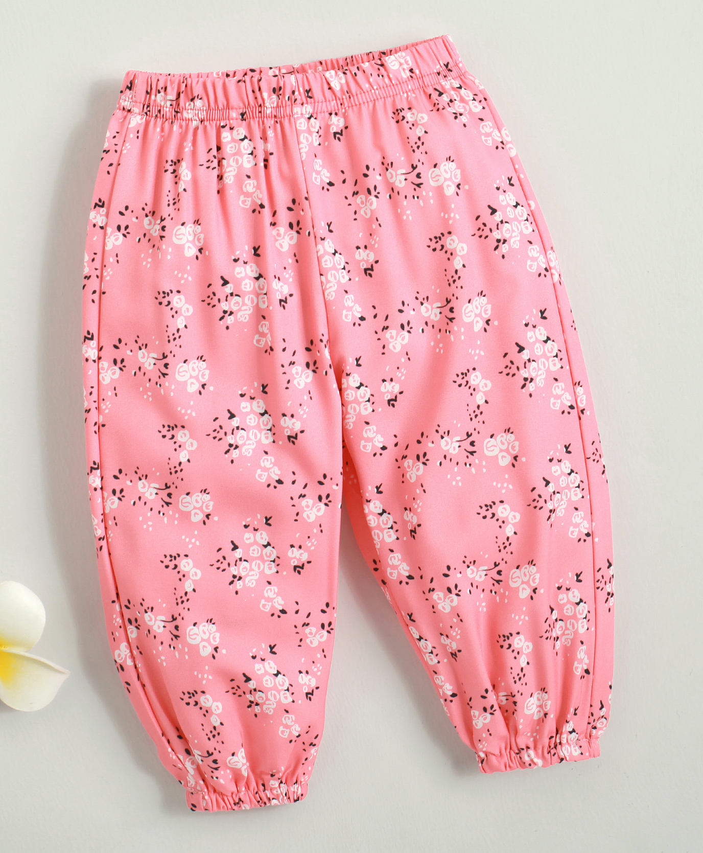 Kookie Kids Full Length Harem Pants Flower Print - Pink-image-3